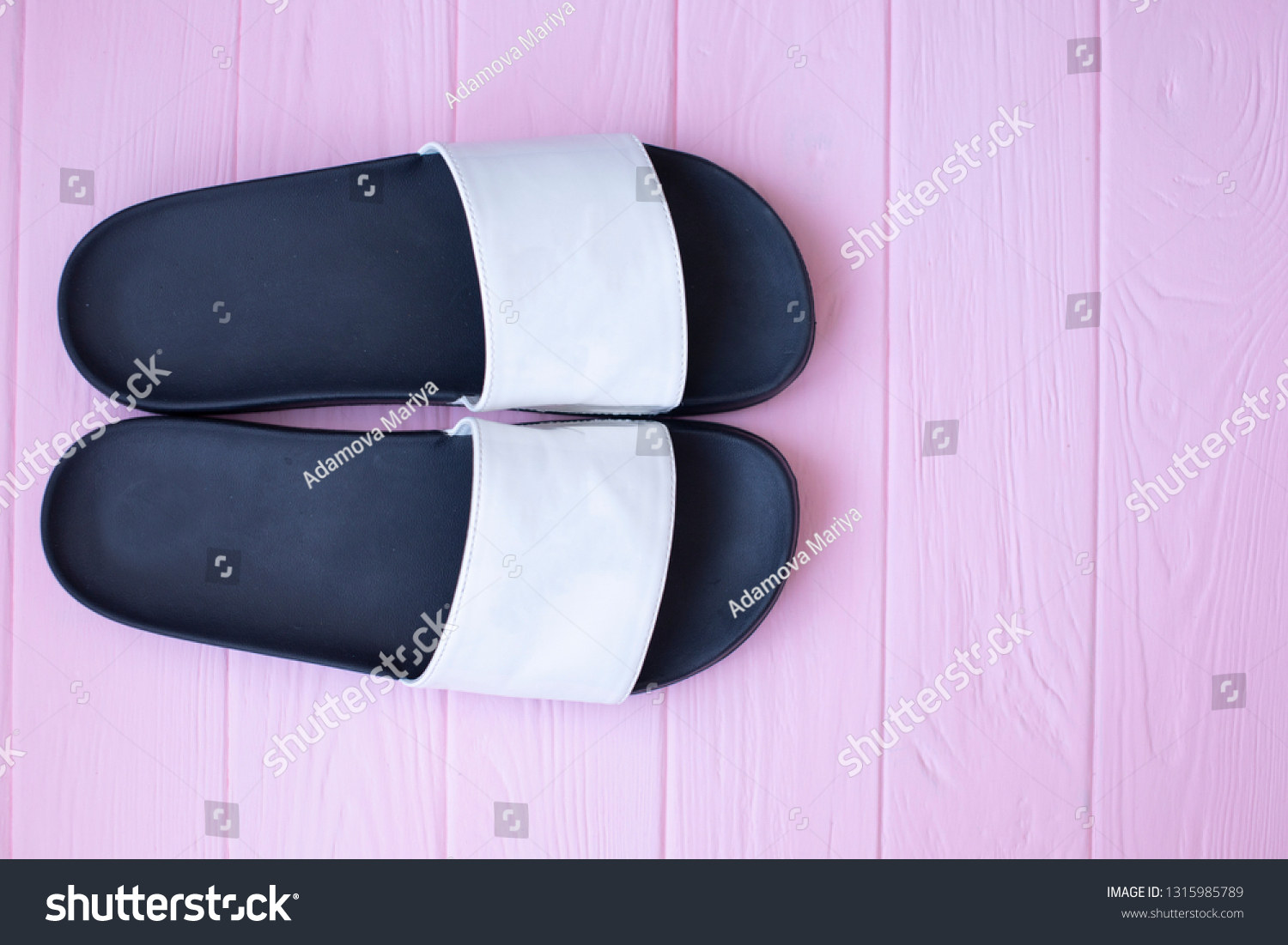 black rubber slippers