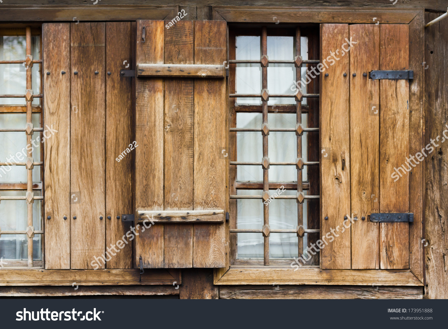 Close Up Of Window With Wooden Shutter Stock Photo 173951888 : Shutterstock