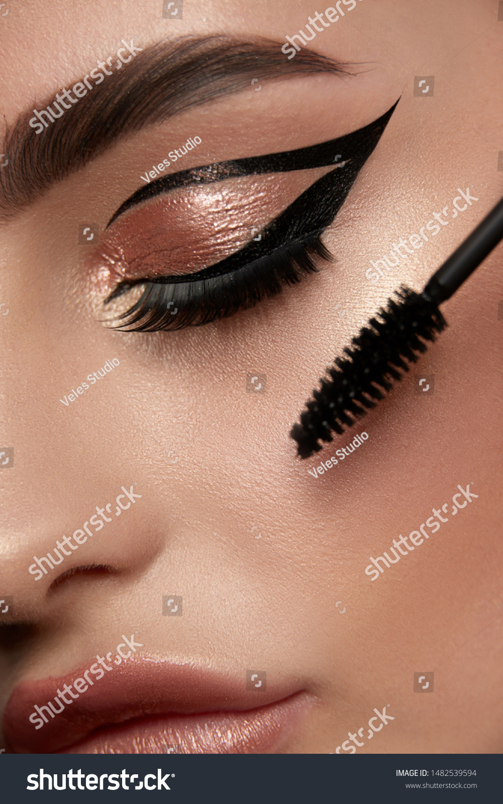 Closeup Woman Eye Luxury Golden Makeup Stock Photo Edit Now