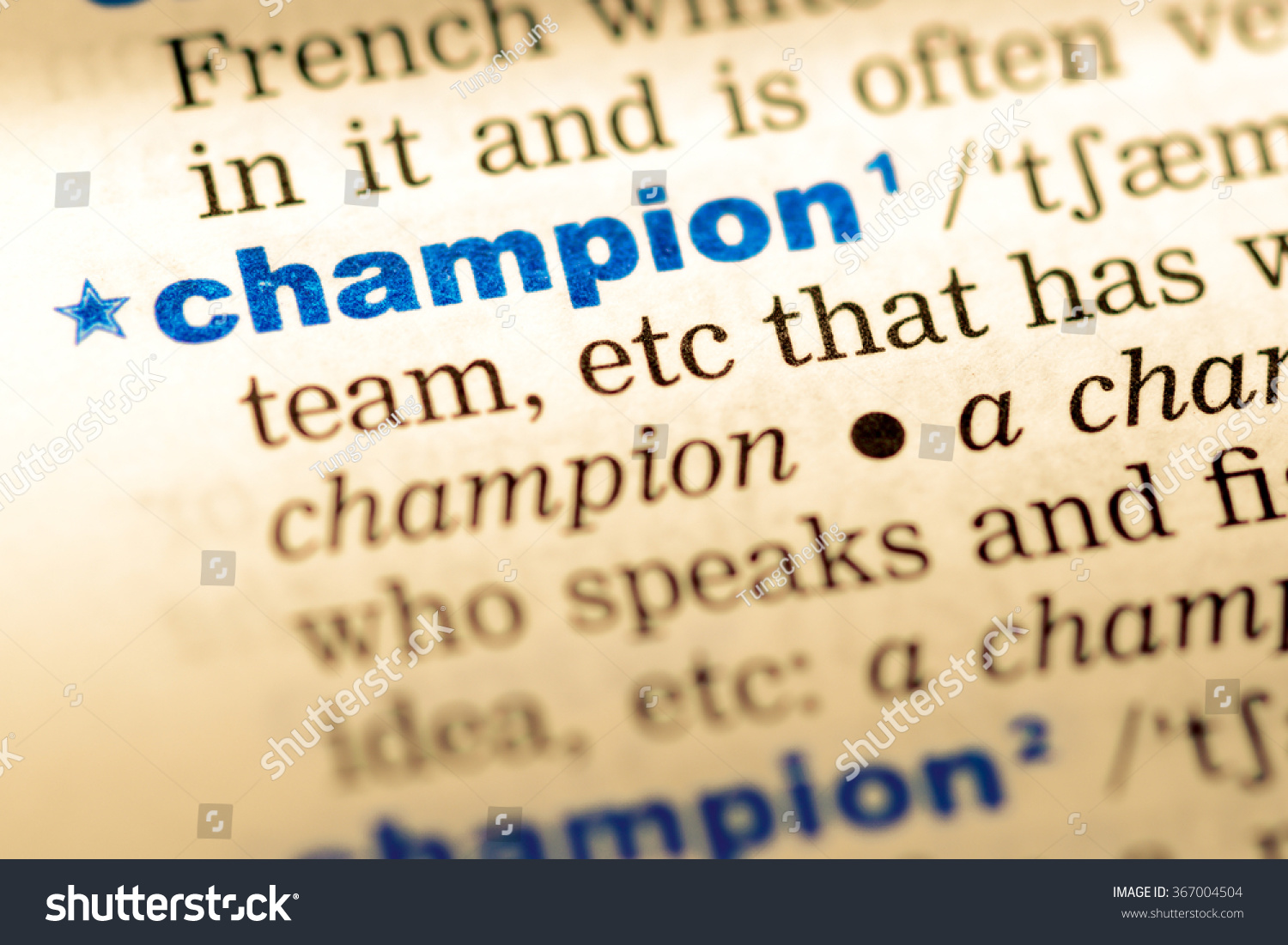 retning Prøv det krigsskib Closeup Word English Dictionary Champion Definition Stock Photo (Edit Now)  367004504