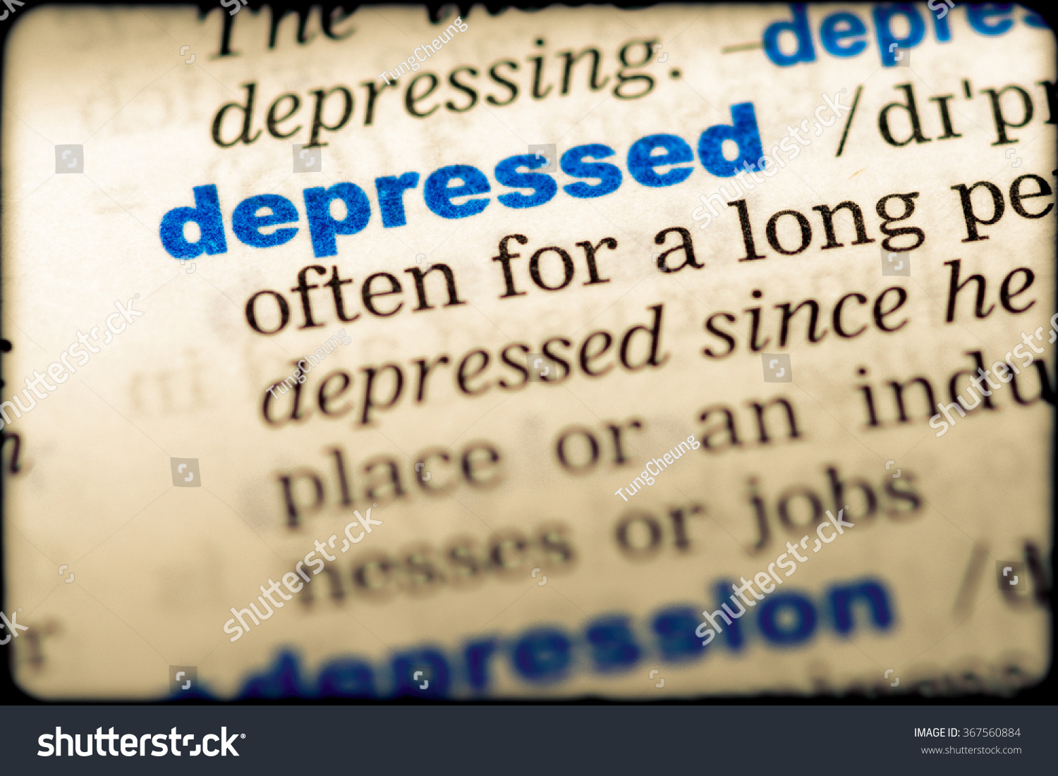 Closeup Word English Dictionary Depressed Definition Stock Photo ...