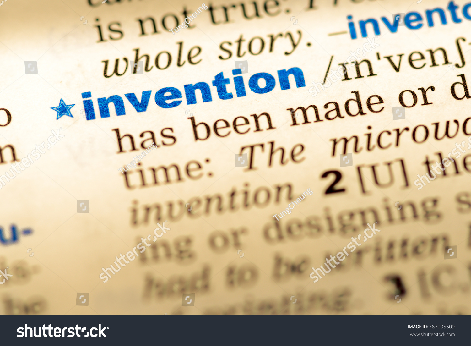 Closeup Word English Dictionary Invention Definition Stock Photo