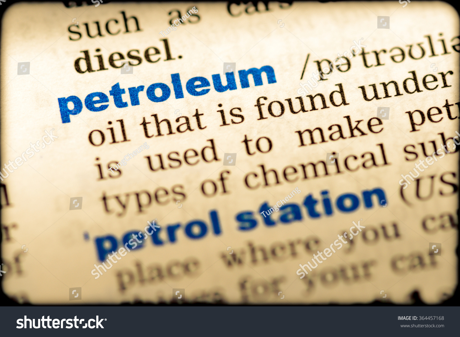 closeup word english dictionary petroleum definition stock photo