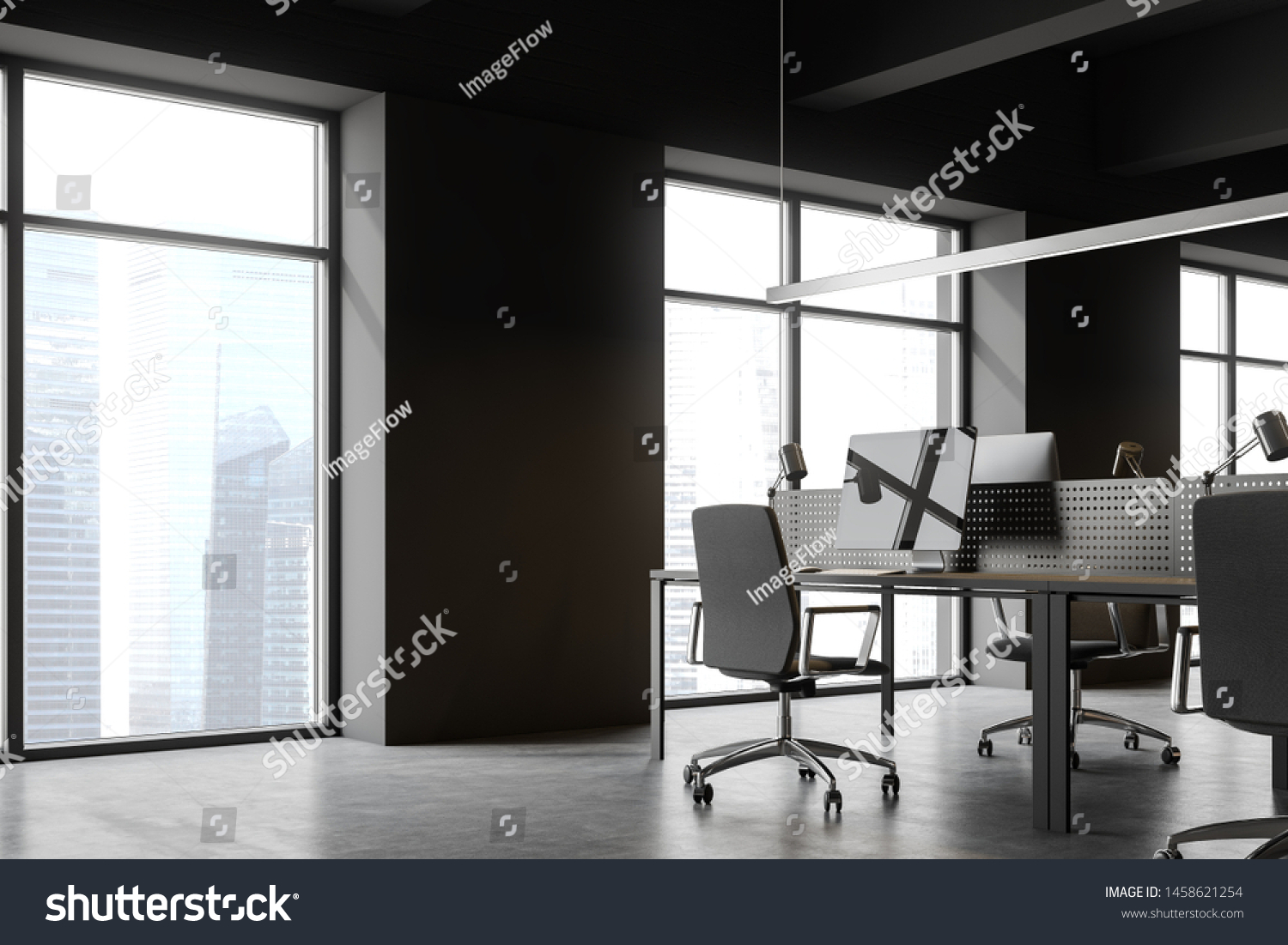 Close Workplace Open Space Office Gray Stock Illustration 1458621254 ...