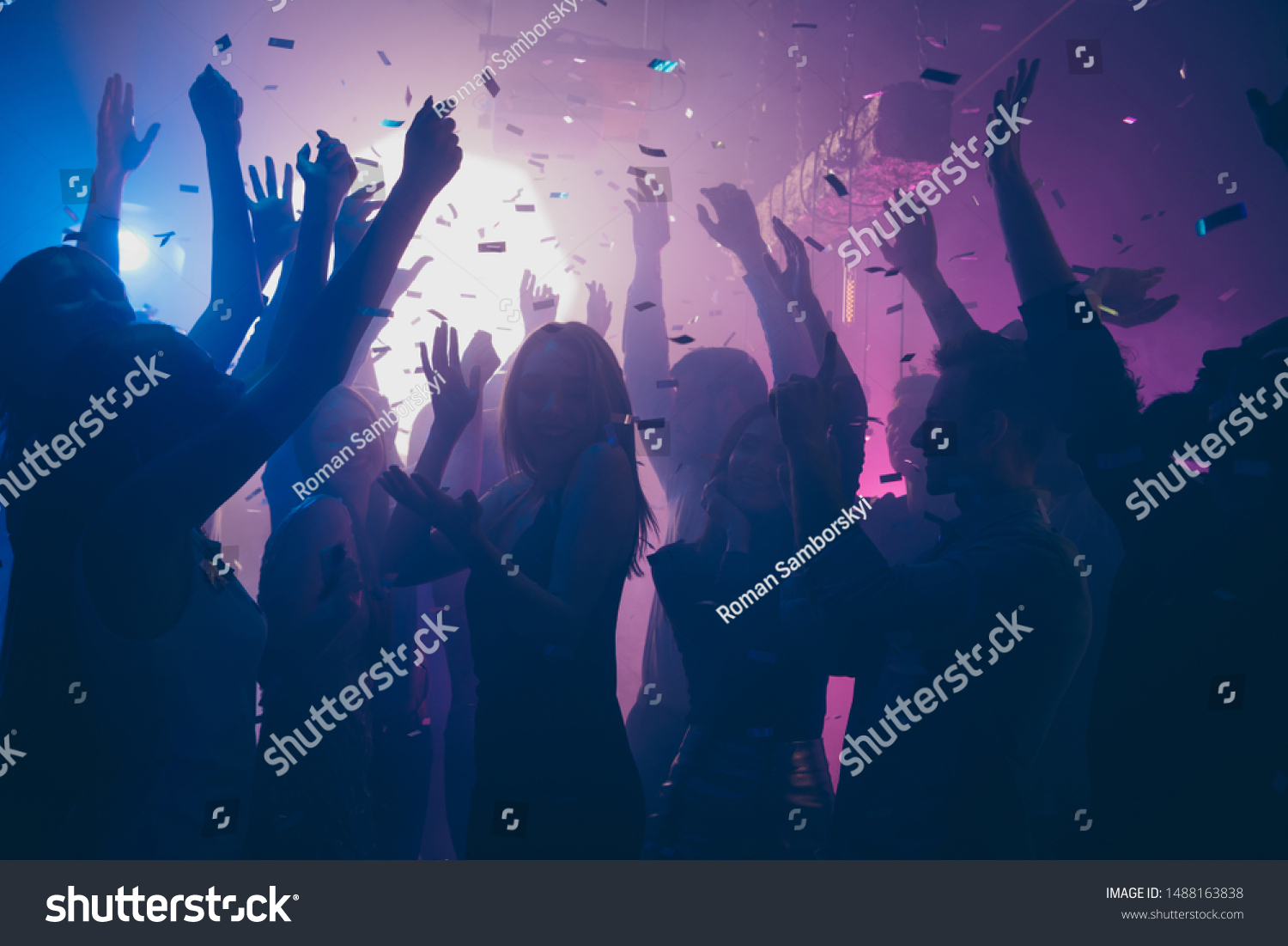 Close Photo Many Party People Dancing Stock Photo (Edit Now) 1488163838