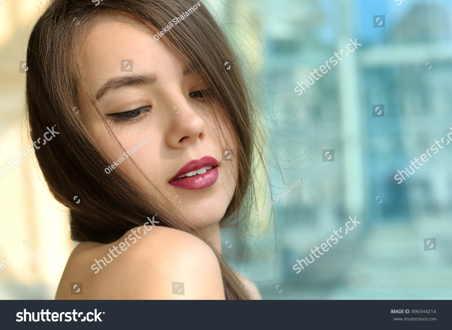 Closeup Portrait Beautiful Girl Hooded Eyelids Stock Photo Edit Now