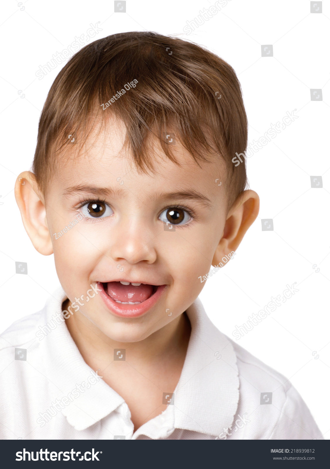 Closeup Portrait Beautiful Little Boy Brown Stock Photo 218939812 ...