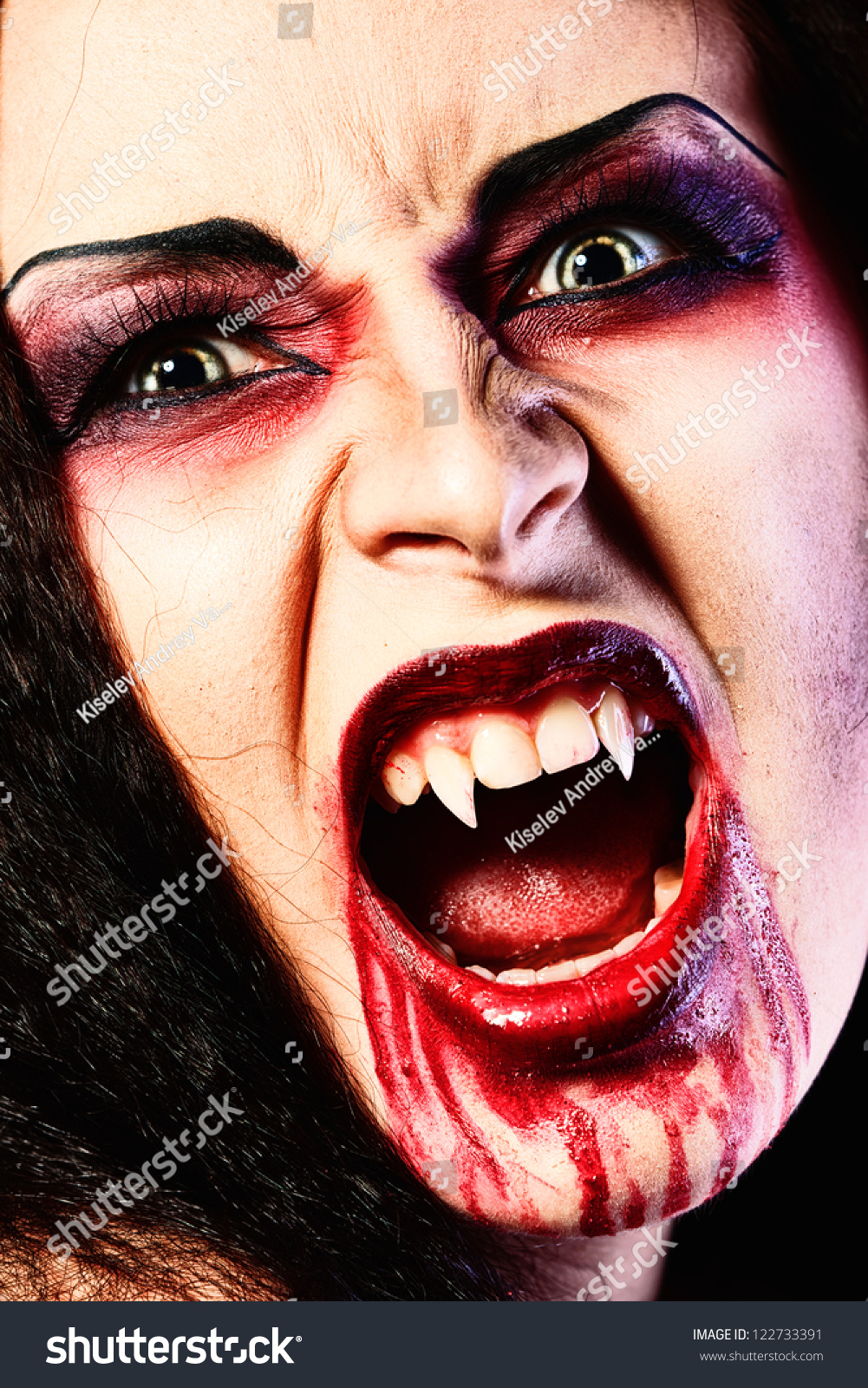 Closeup Portrait Bloodthirsty Female Vampire Stock Photo 122733391 ...