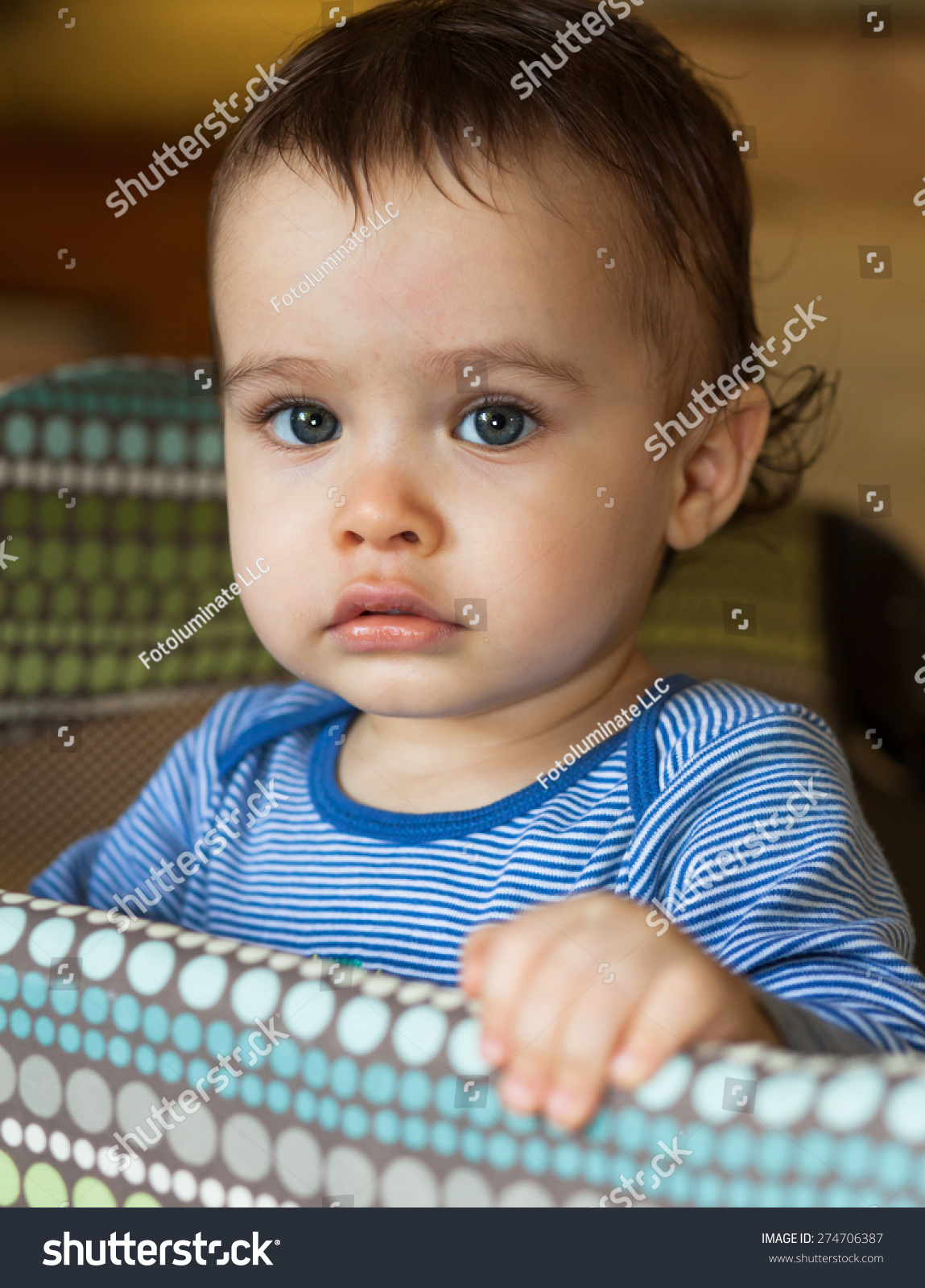Close Portrait Cute Baby Boy Blue Stock Photo Edit Now 274706387