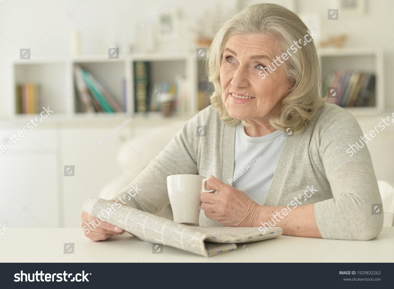 Closeup Portrait Senior Woman Newspaper Stock Photo 1929832262 ...