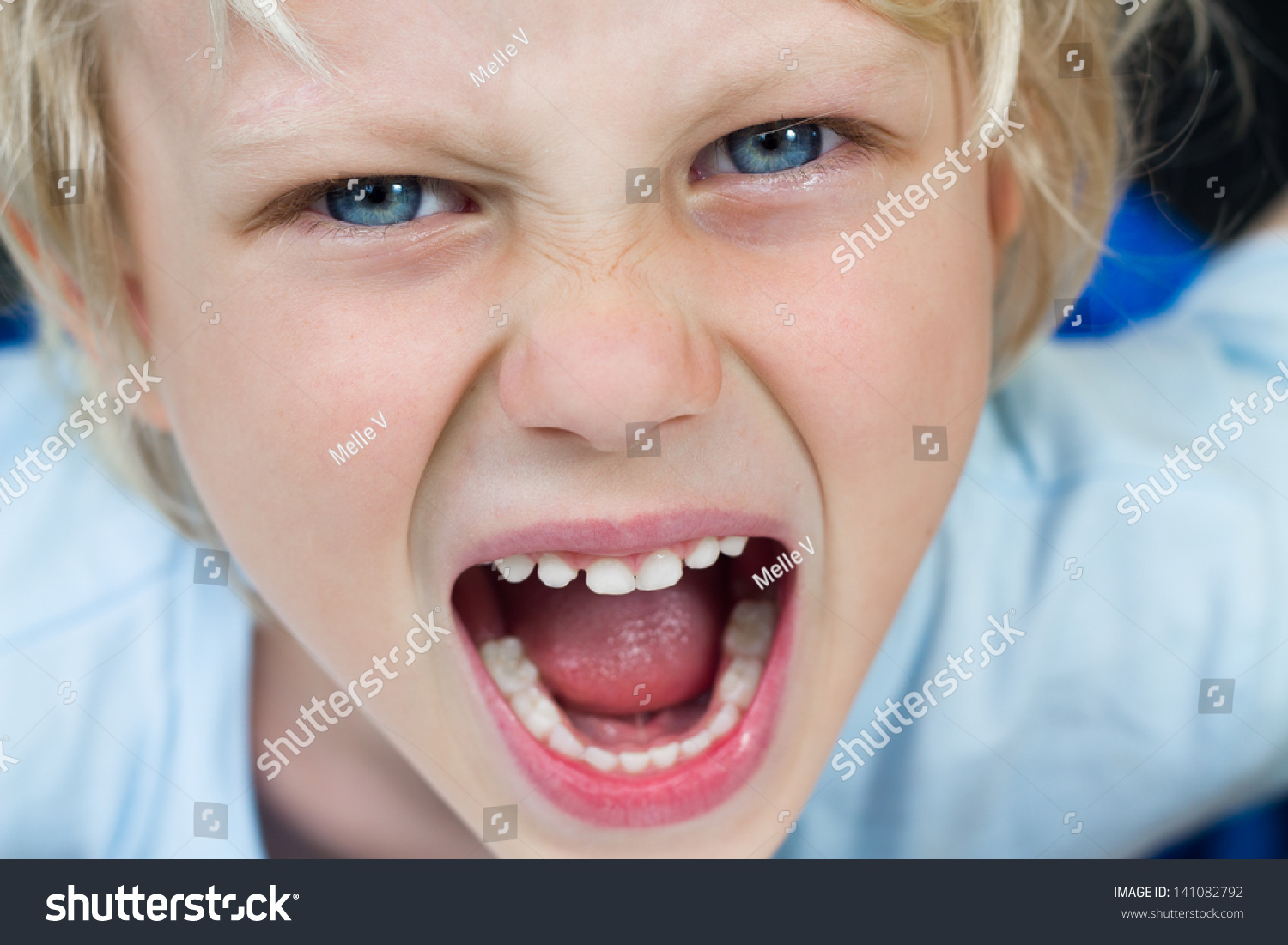 Close-Up Portrait Of A Very Angry Screaming Boy. Stock Photo 141082792 ...