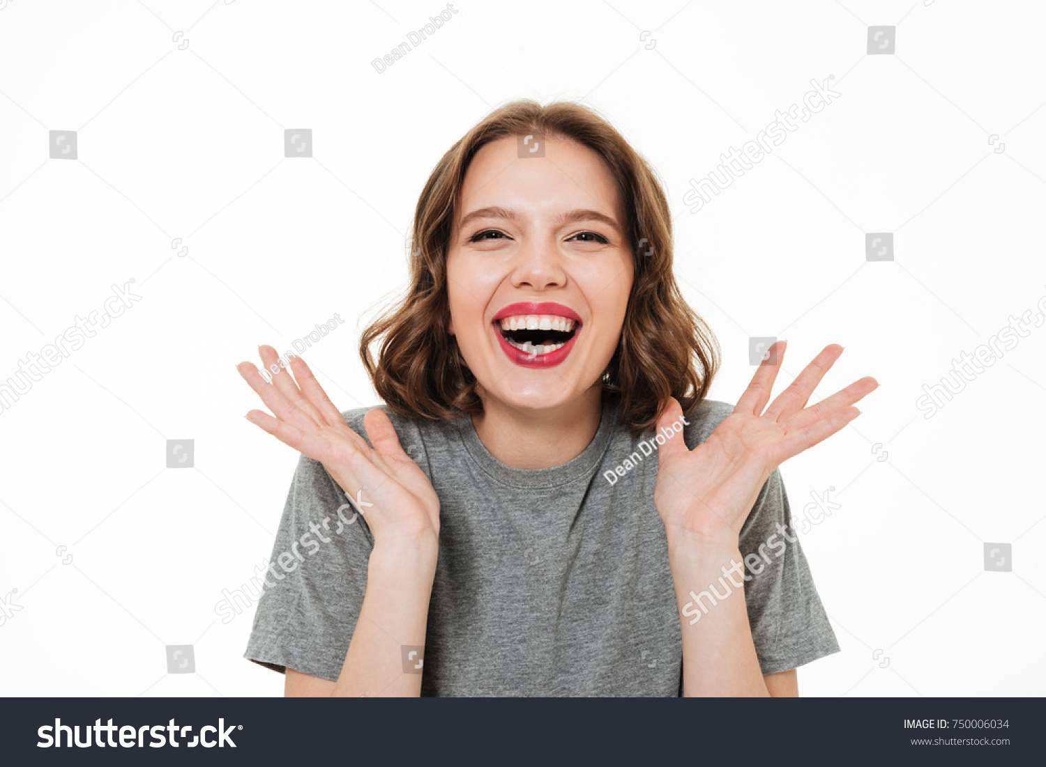 644 Afbeeldingen Voor Close Up Portrait Of Woman Laughing With Hand 