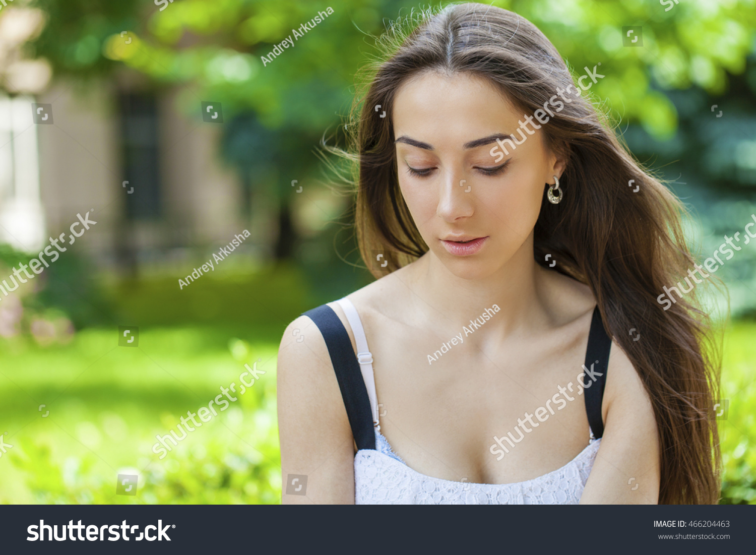 Close Up Portrait Of Beautiful Young Happy Brunette Woman With Fresh