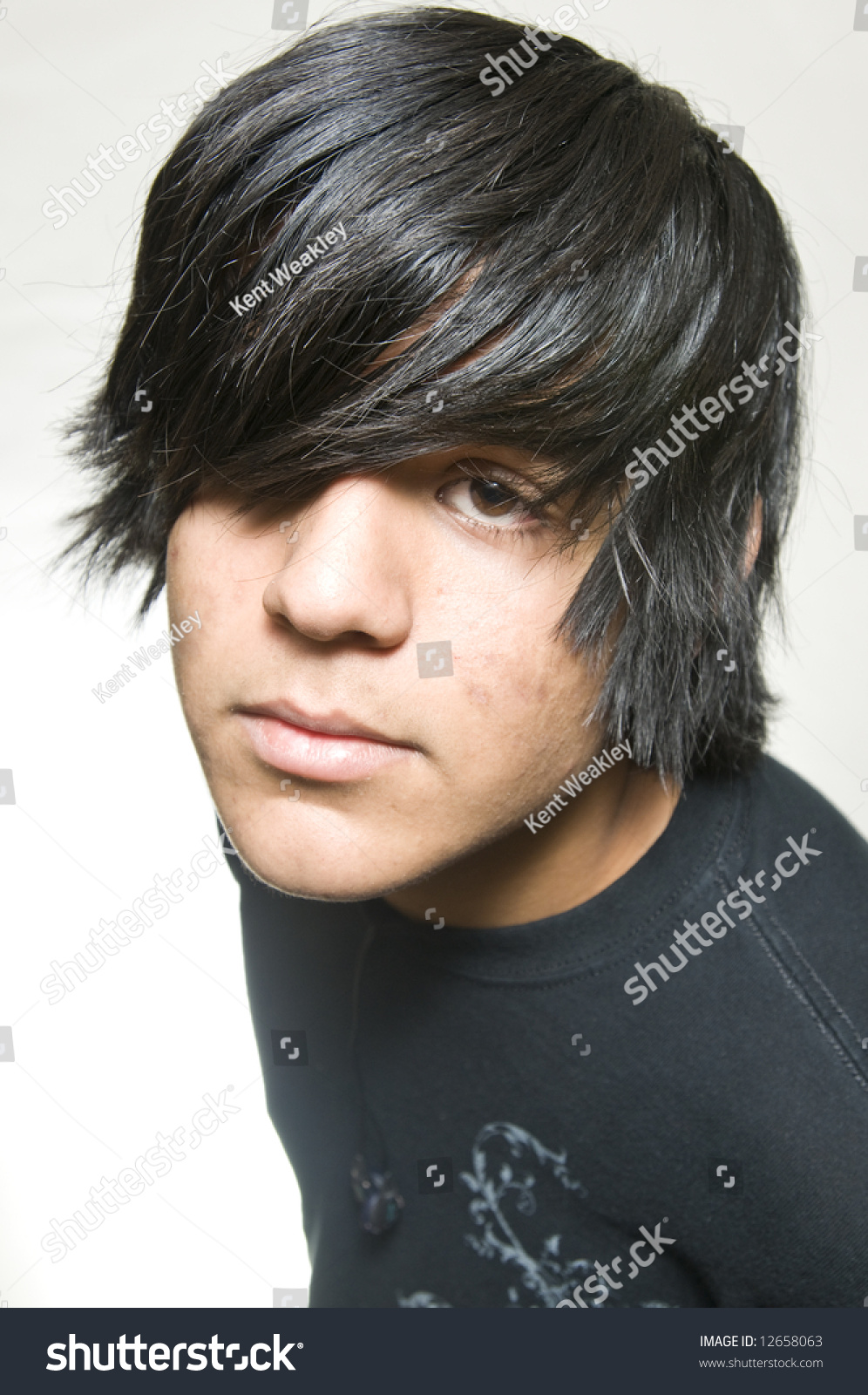 Close Portrait Black Hair Teen Boy Stock Photo 12658063 Shutterstock