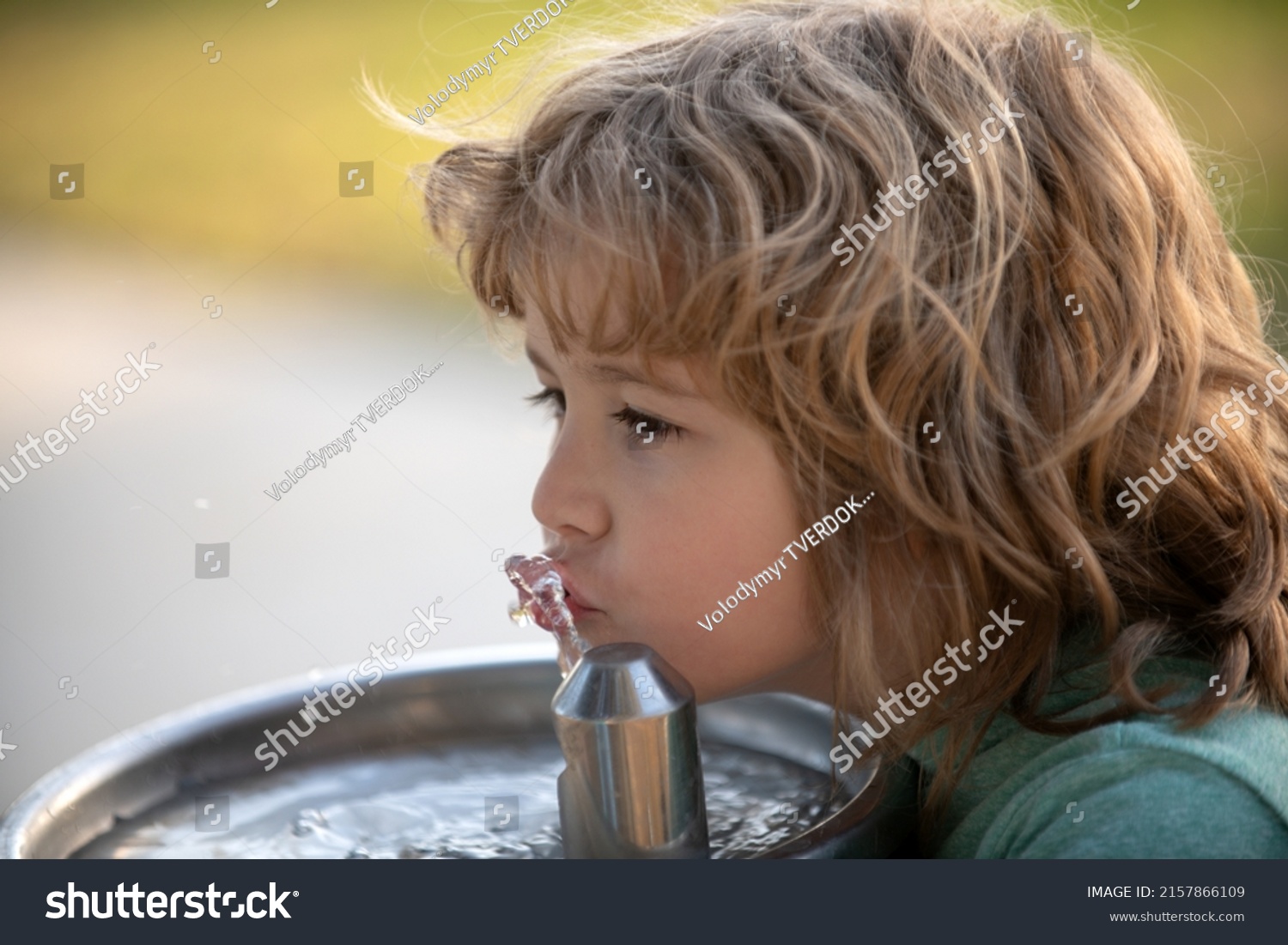 Close Portrait Kid Boy Drinking Water Stock Photo 2157866109 | Shutterstock