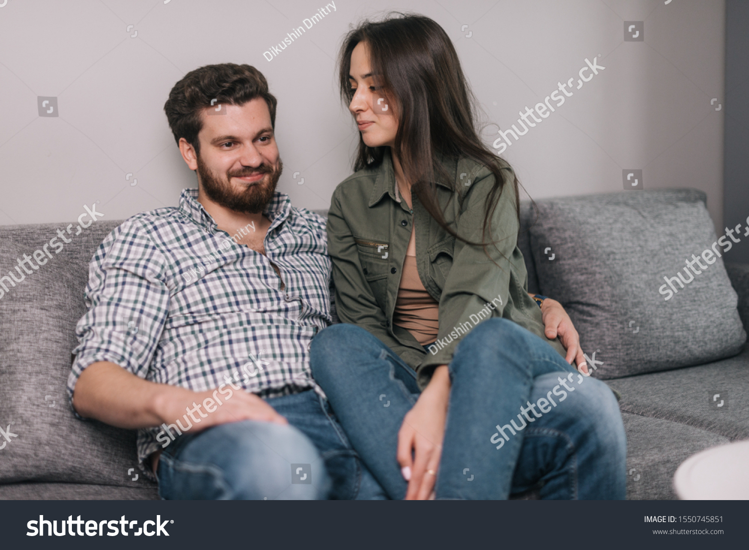 Closeup Portrait Young Handsome Couple Watching Stock Photo (Edit Now ...