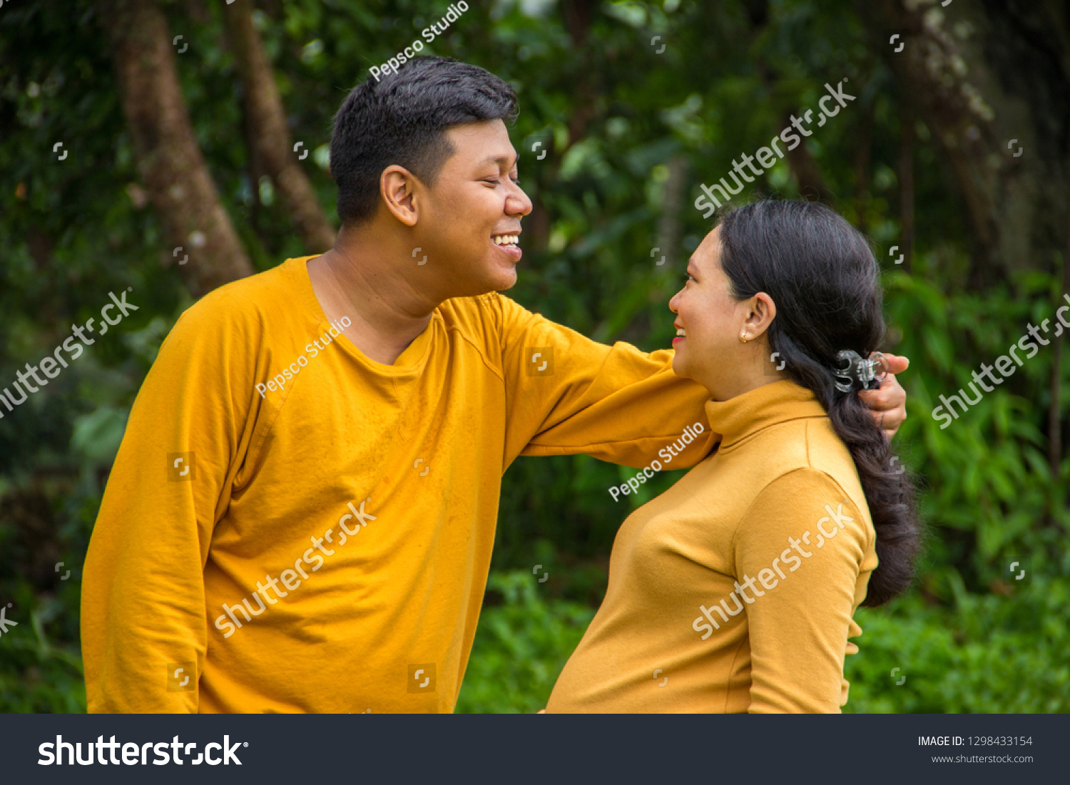 Close Portrait Young Malay Husband Wife Stock Photo Edit Now 1298433154