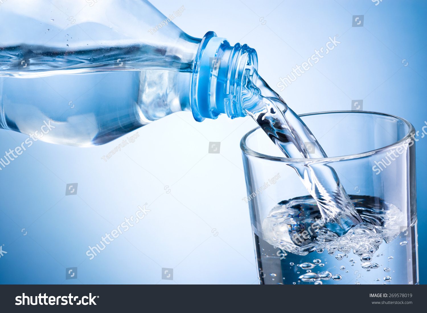 Closeup Pouring Water Bottle Into Glass Stock Photo (Edit Now) 269578019