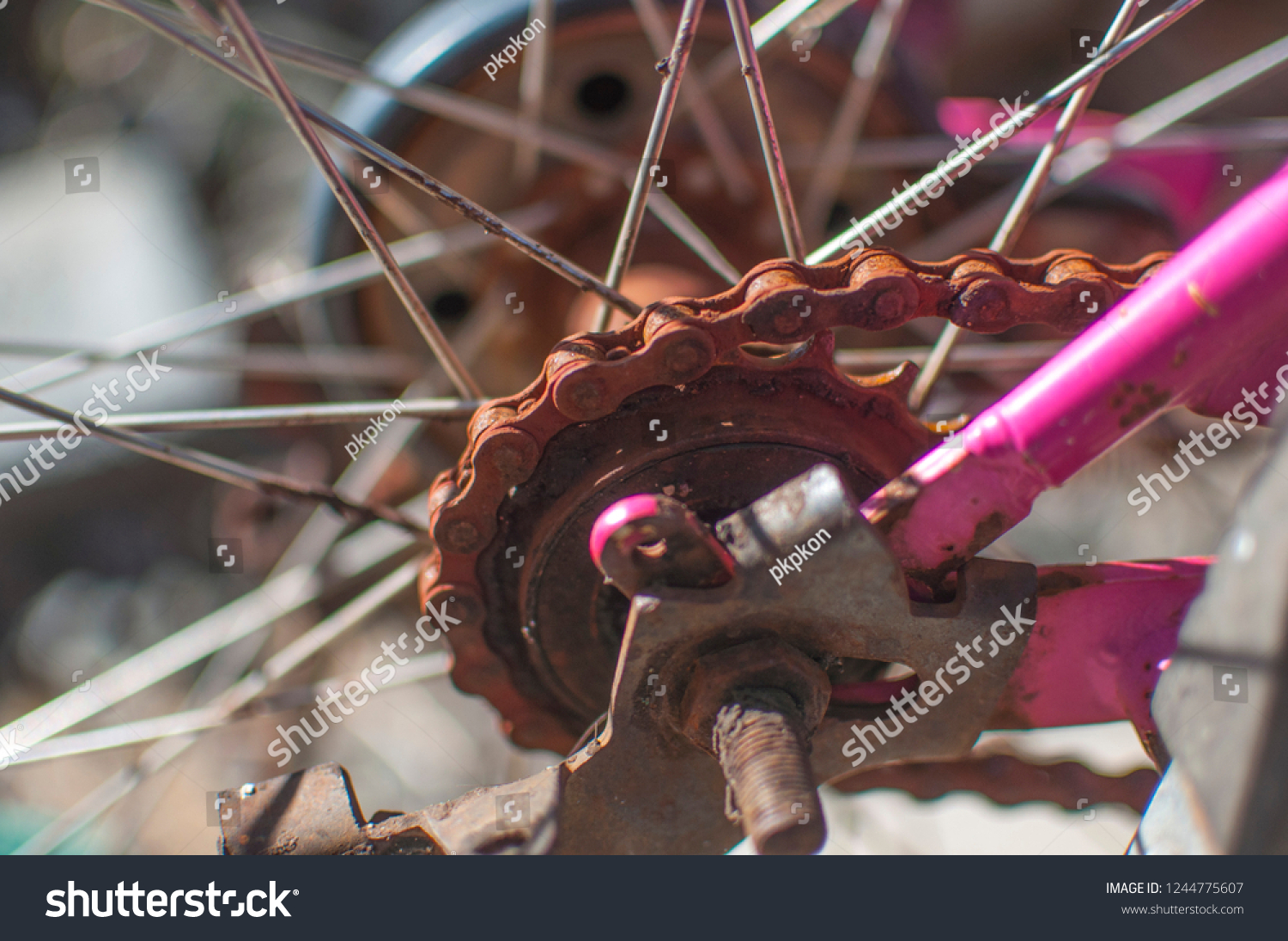 pink bike chain