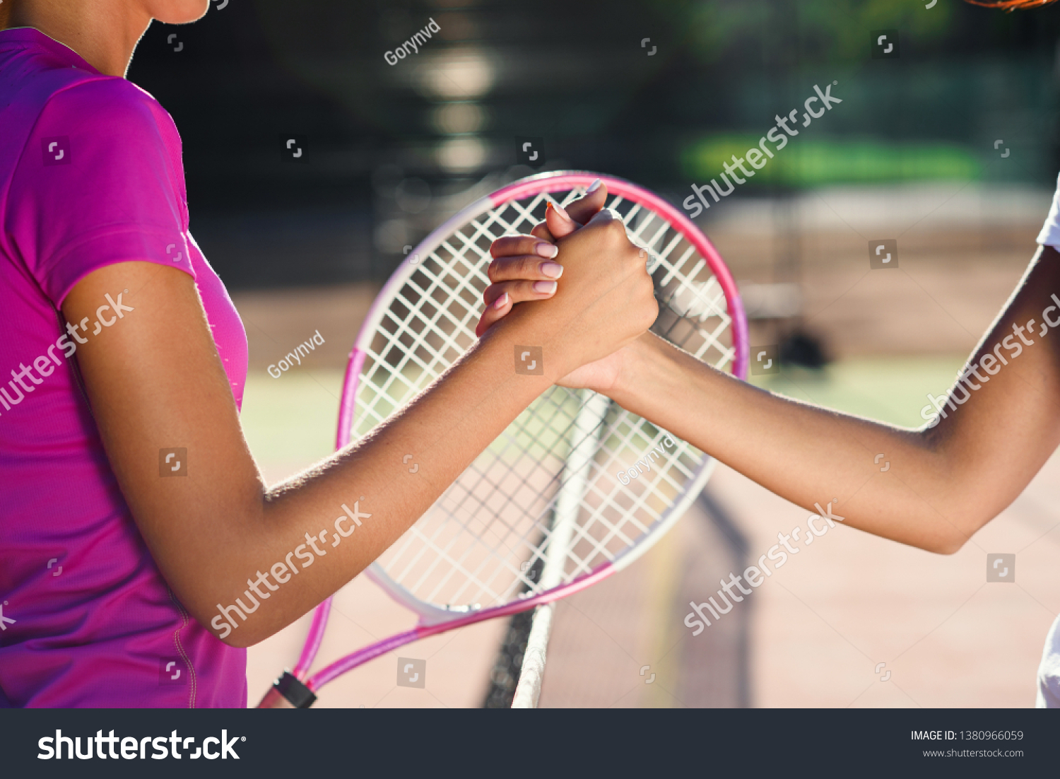 Close Shot Two Young Female Tennis Stock Photo Edit Now