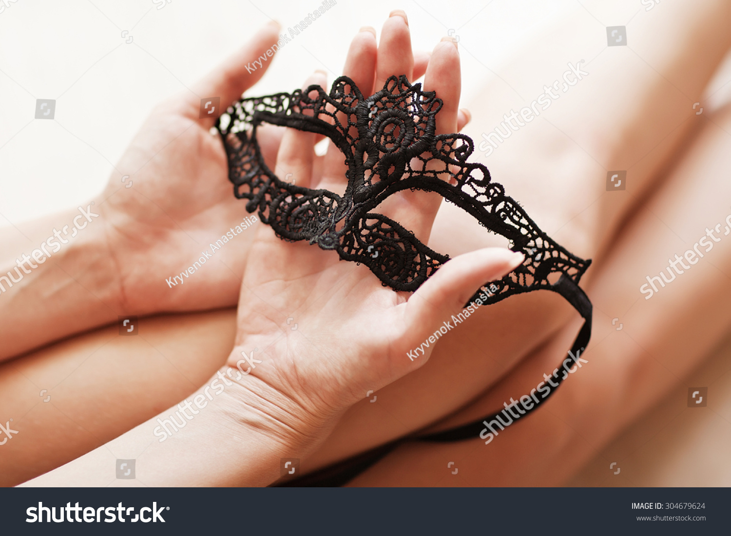 Close Shot Gorgeous Black Lace Mask Stock Photo Edit Now 304679624