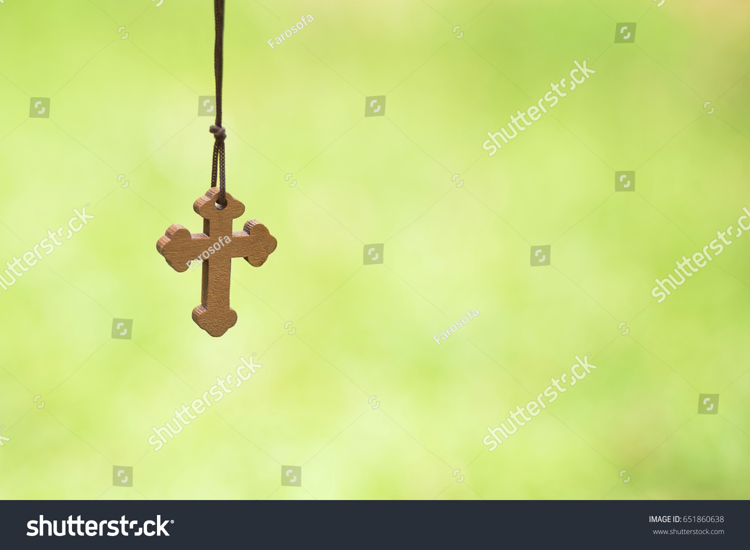 Close Small Wooden Cross On Nature Stock Photo (Edit Now) 651860638