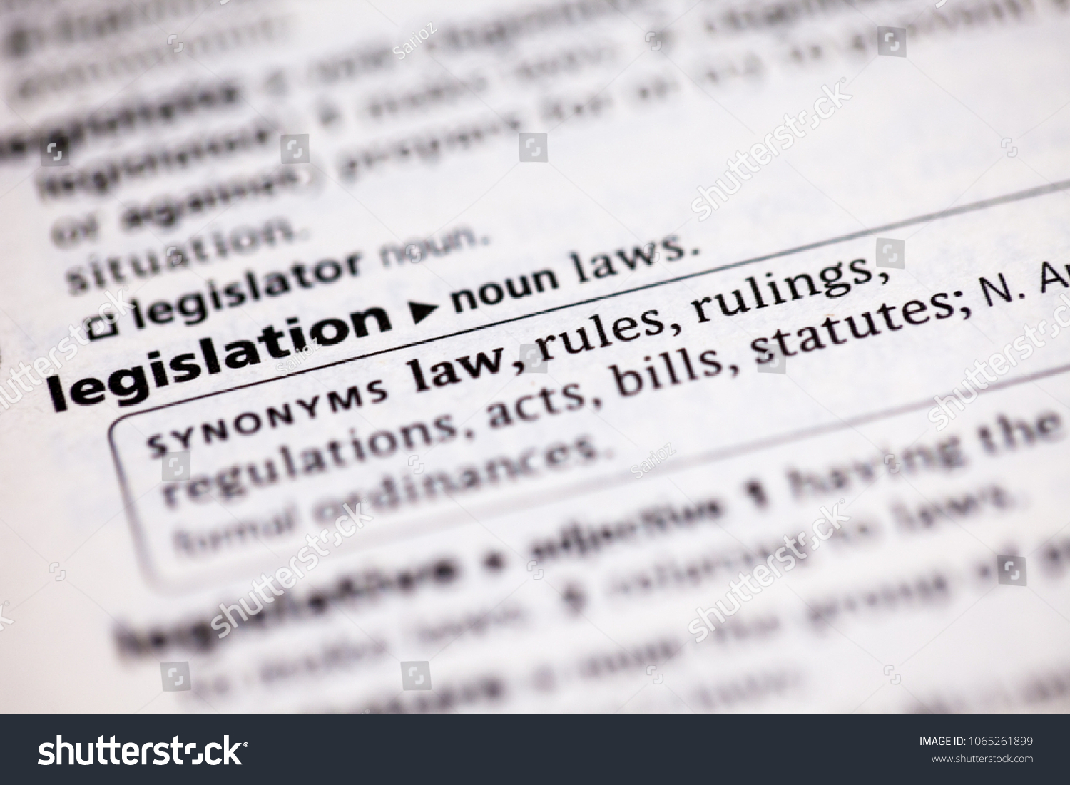 Close Dictionary Definition Legislation库存照片1065261899 Shutterstock