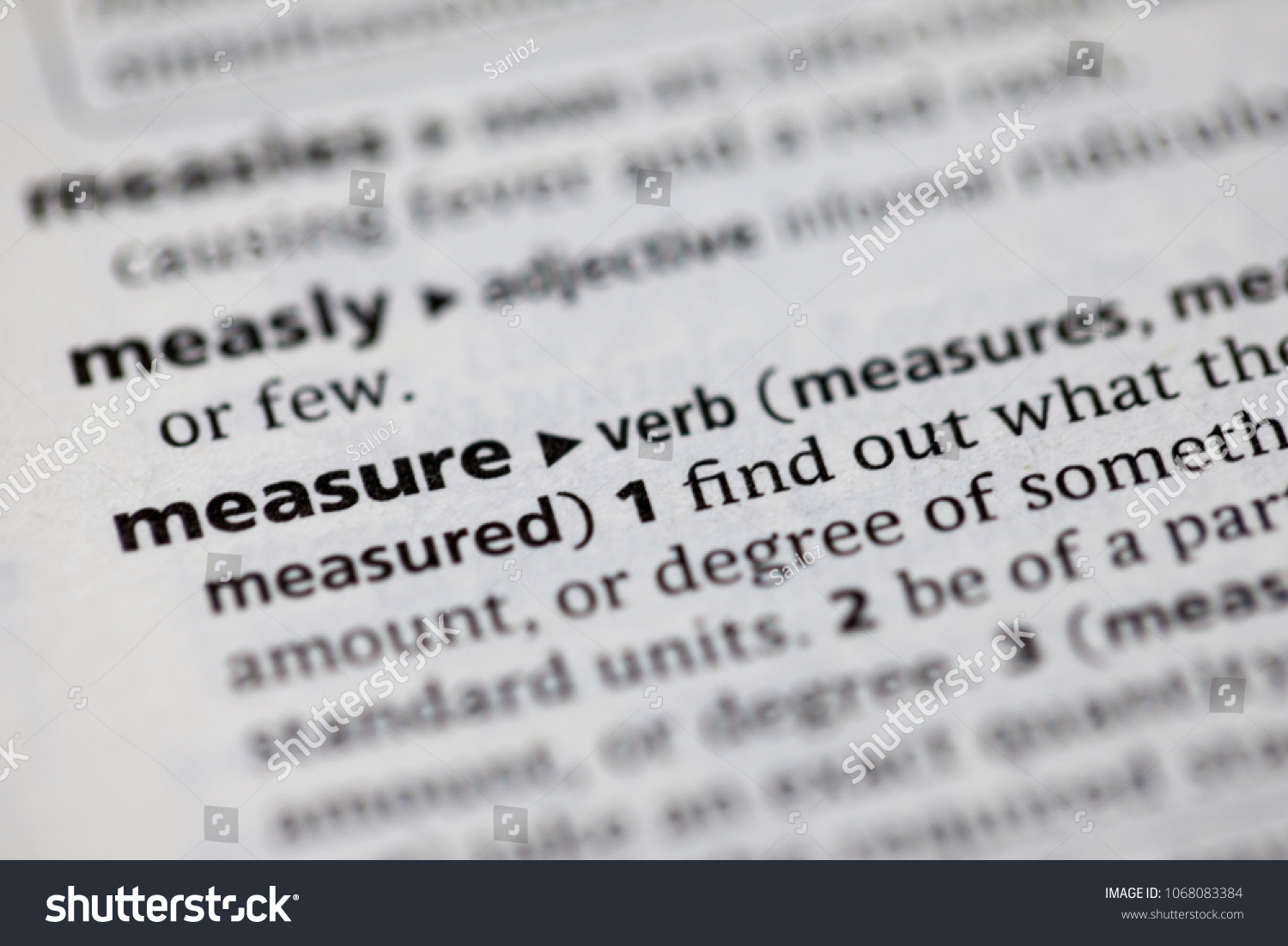 Close Dictionary Definition Measure Stock Photo Edit Now 1068083384
