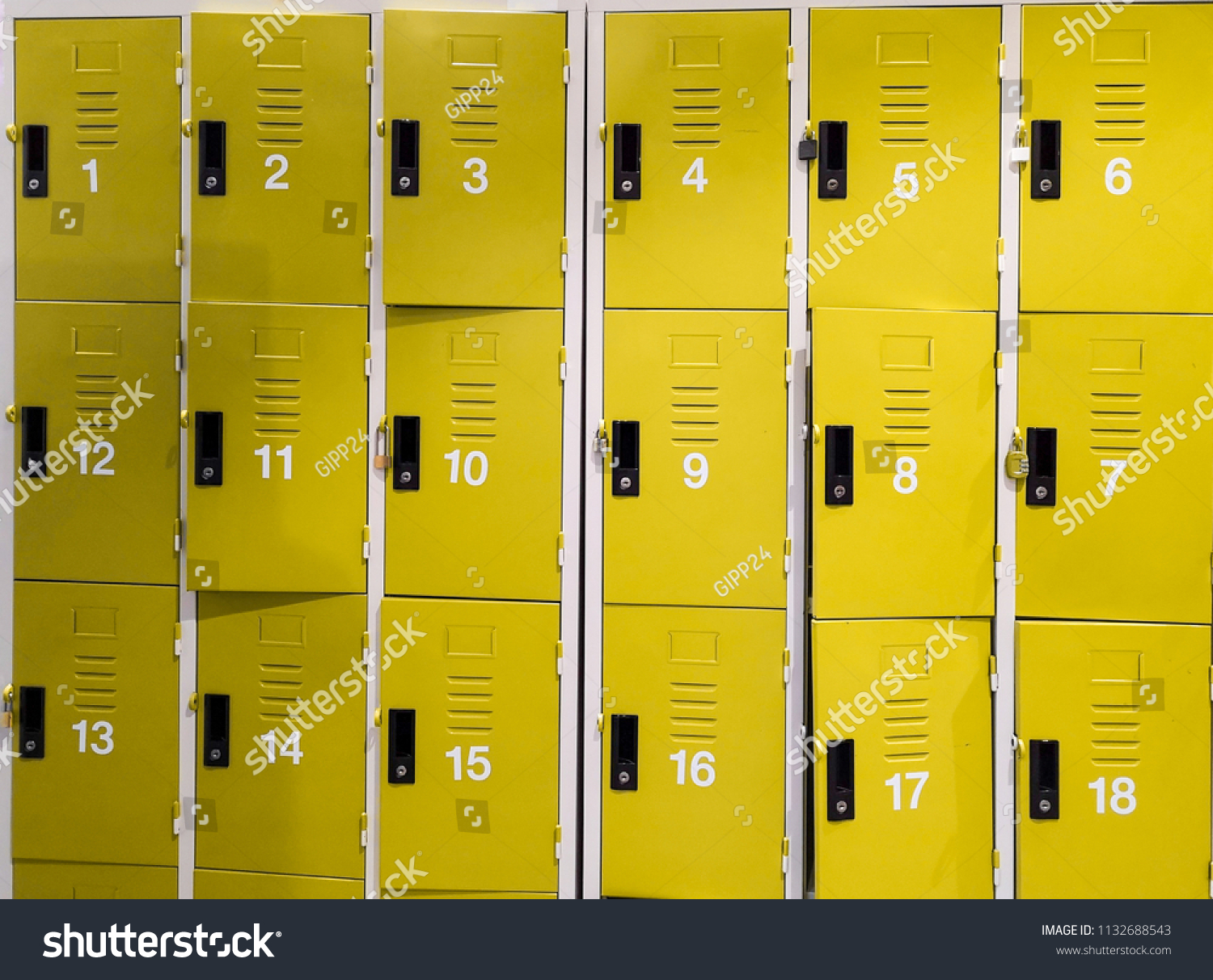 Close Yellow Lockers Gymfitness Interior Conceptyellow Stock Photo Edit Now