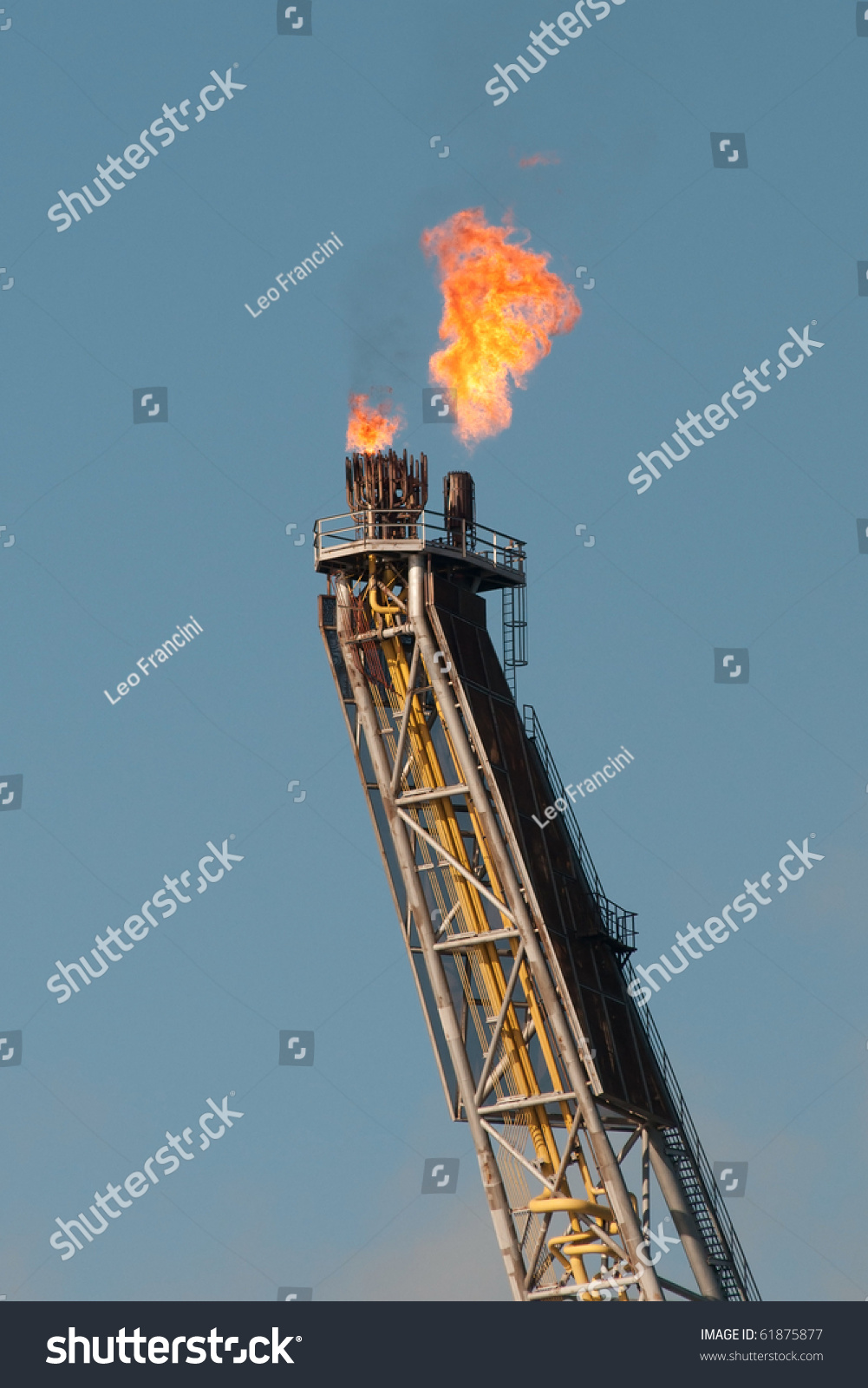 Close View Of A Gas Flare Of An Fpso Offshore Oil Rig Stock Photo ...