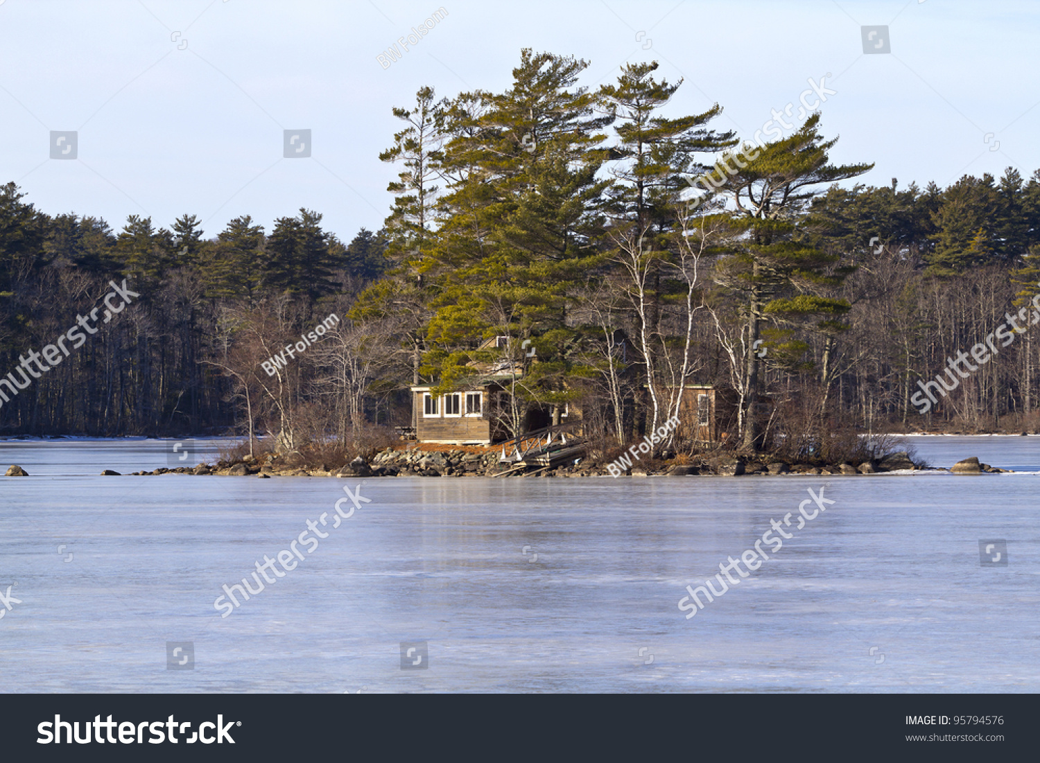 Close View Rustic Cabin On Small Stock Photo Edit Now 95794576