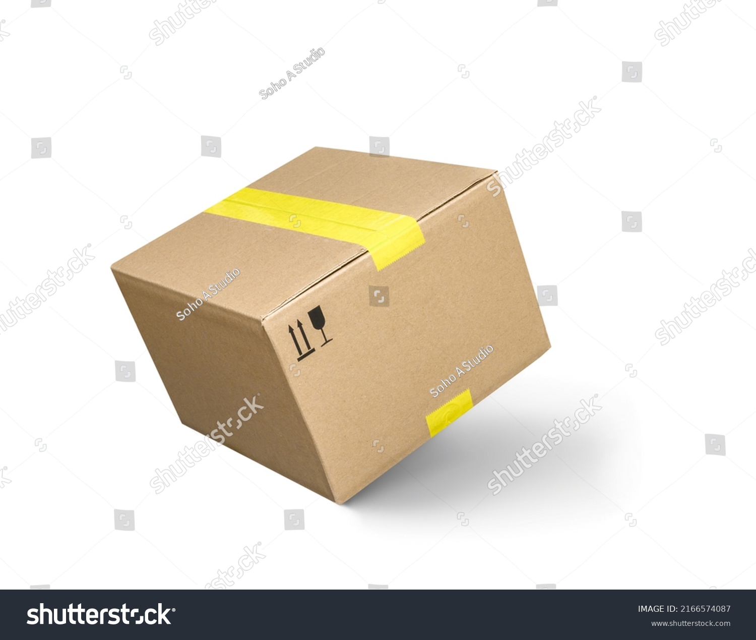 Closed Taped Cardboard Parcel Box Isolated Stock Photo 2166574087 ...