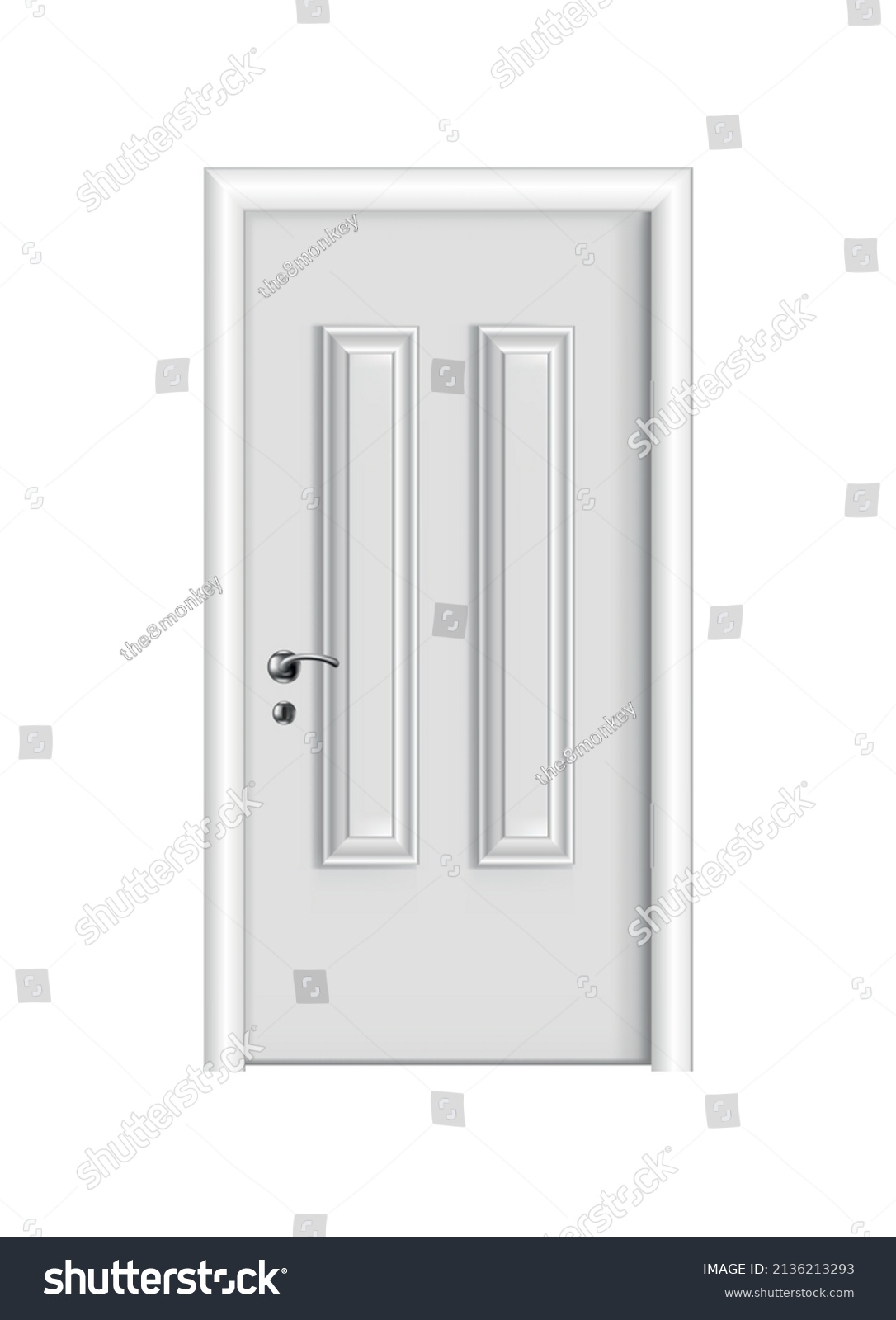 Closed White Entrance Realistic Door Frame Stock Illustration ...