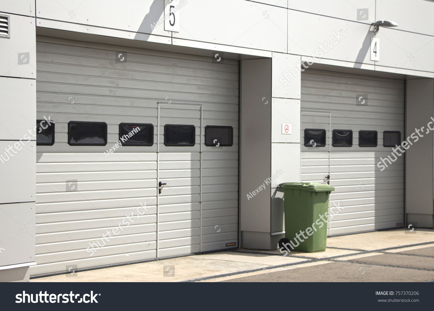 Closed White Metal Gates Garage Warehouse Stock Photo Edit Now