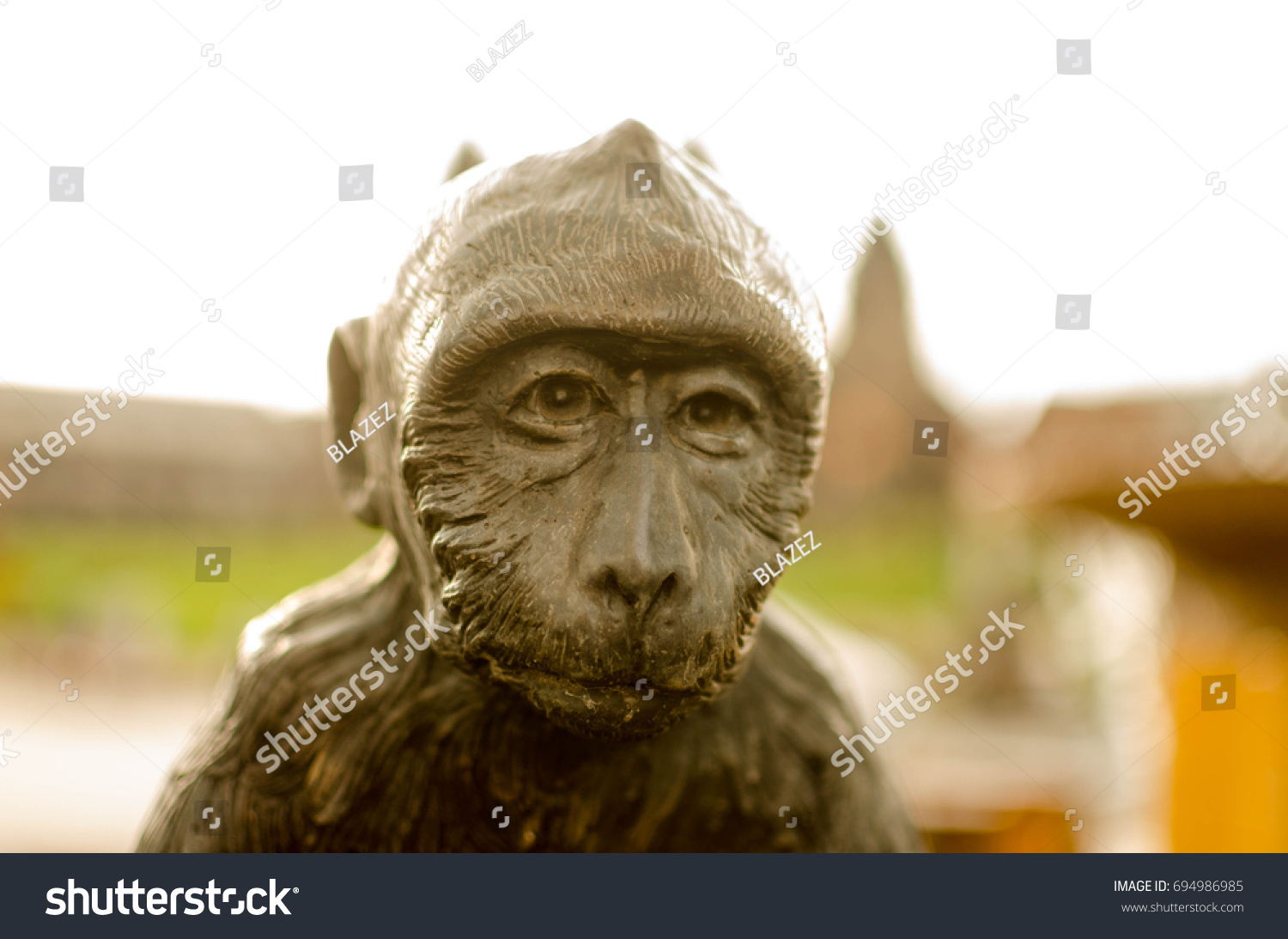 Closer Face Monkey Statue Very Emotional Stock Photo (Edit Now) 694986985