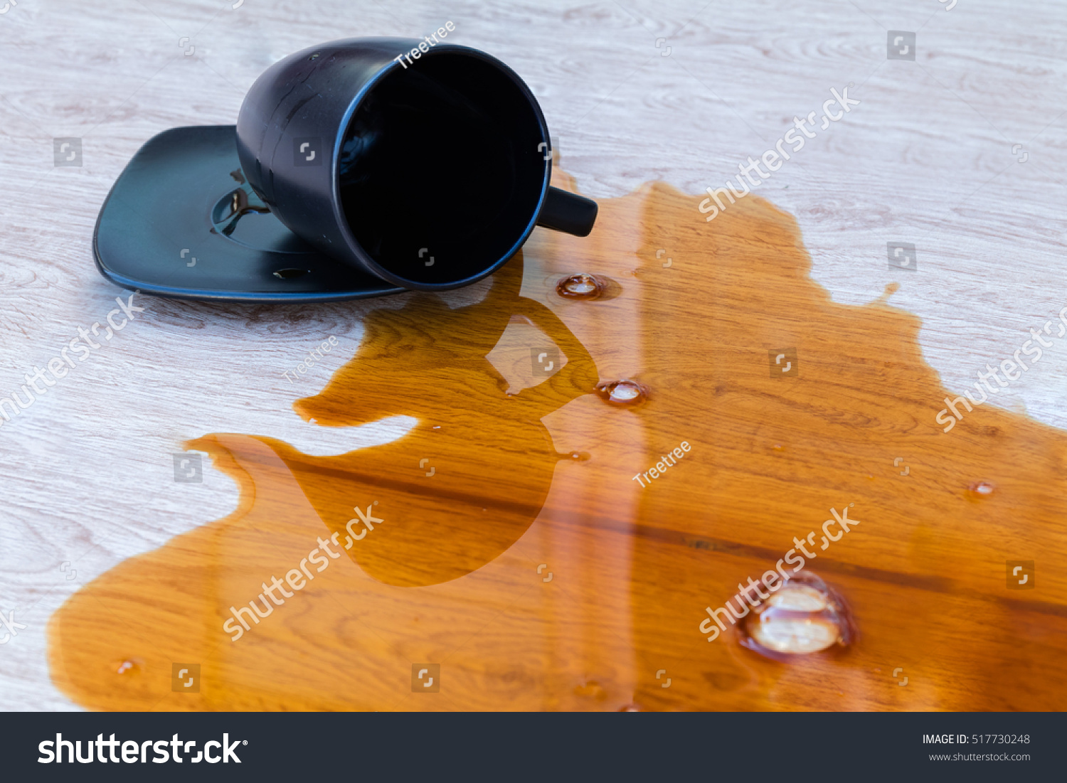 Closeup Coffee Spilled Black Cup On Stock Photo (Edit Now) 517730248