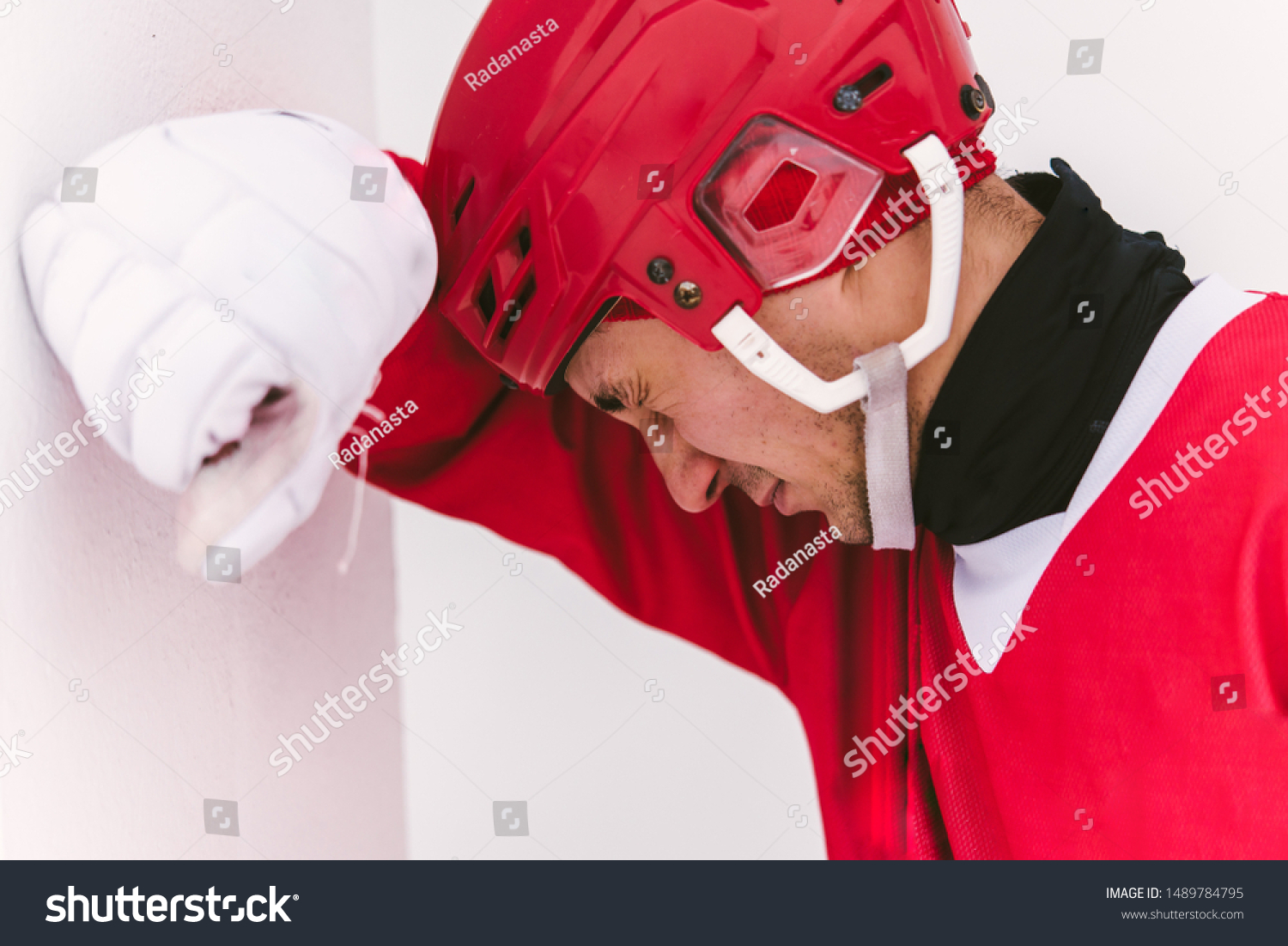 Closeup Emotional Photo Senior Hockey Player Stock Photo Edit Now