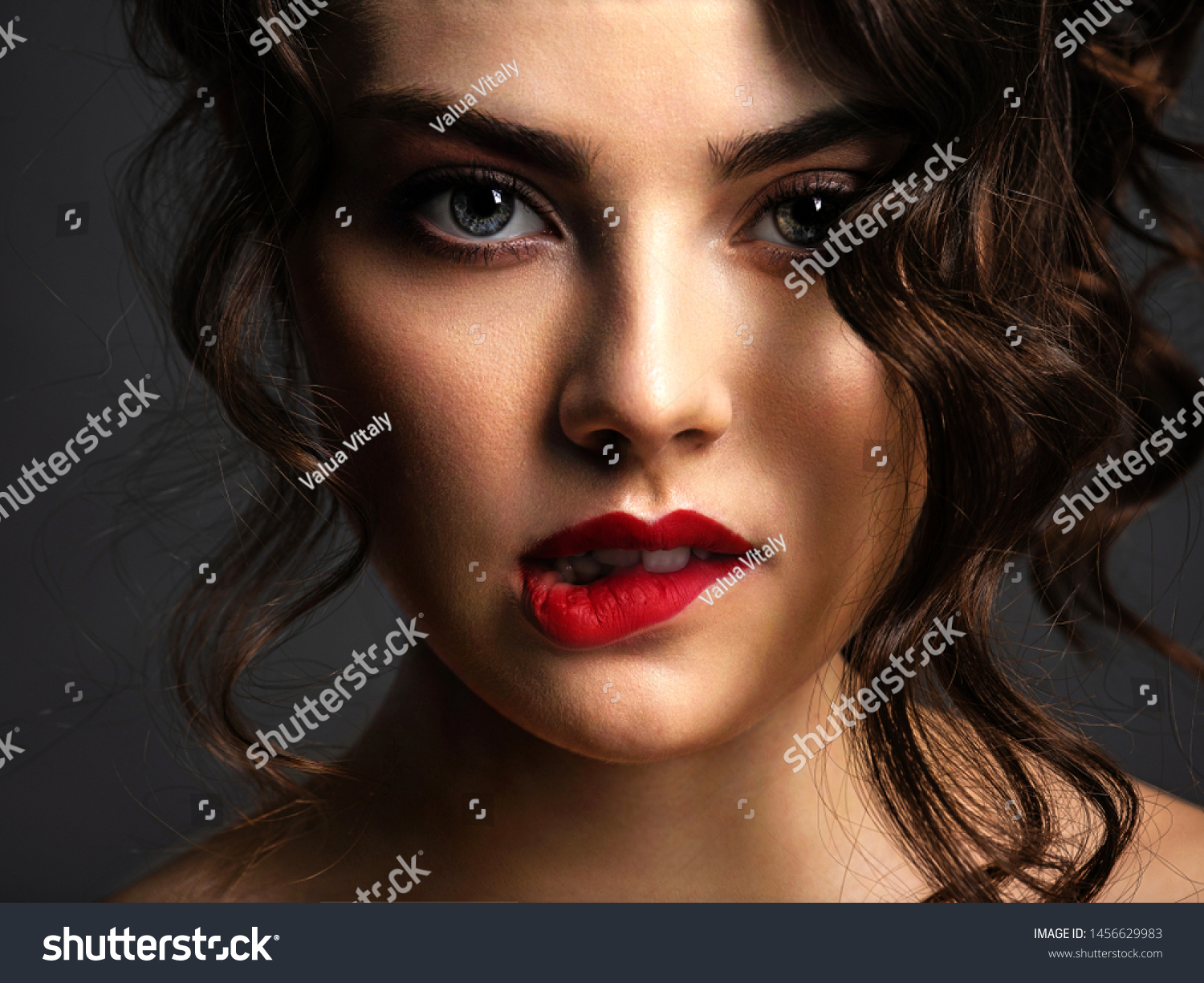 Closeup Face Beautiful Woman Smoky Eye Stock Photo (Edit Now) 1456629983