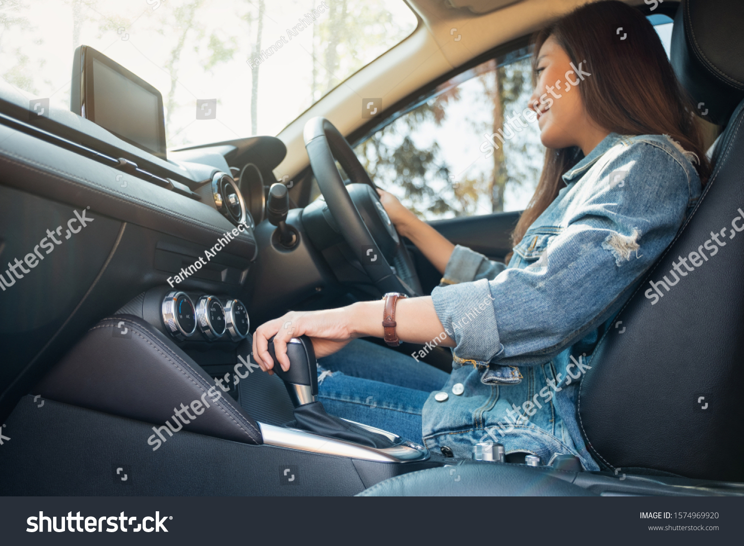 Closeup Image Female Driver Shifting Automatic Stock Photo Edit Now 1574969920
