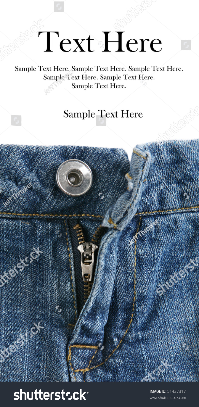 Closeup Of A Female Open Jeans Zipper With Text Space Above Stock Photo ...