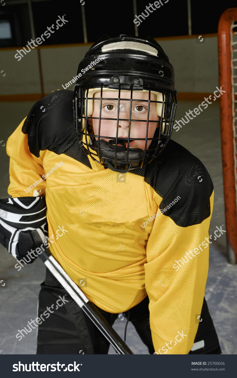 Closeup Peewee Hockey Player His Mask Stock Photo Edit Now