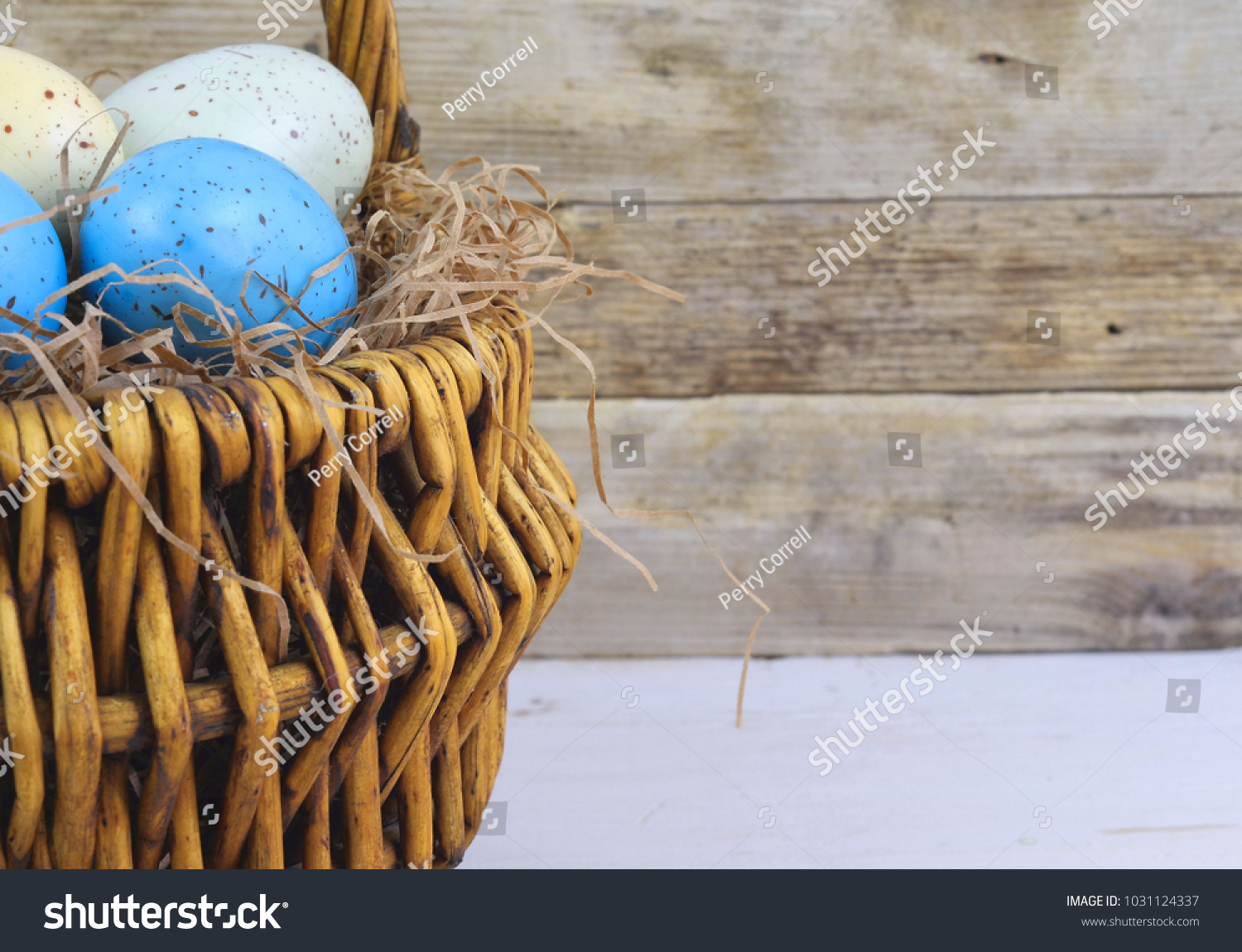 Closeup Rustic Easter Basket Brown Paper Stock Photo Edit Now 1031124337