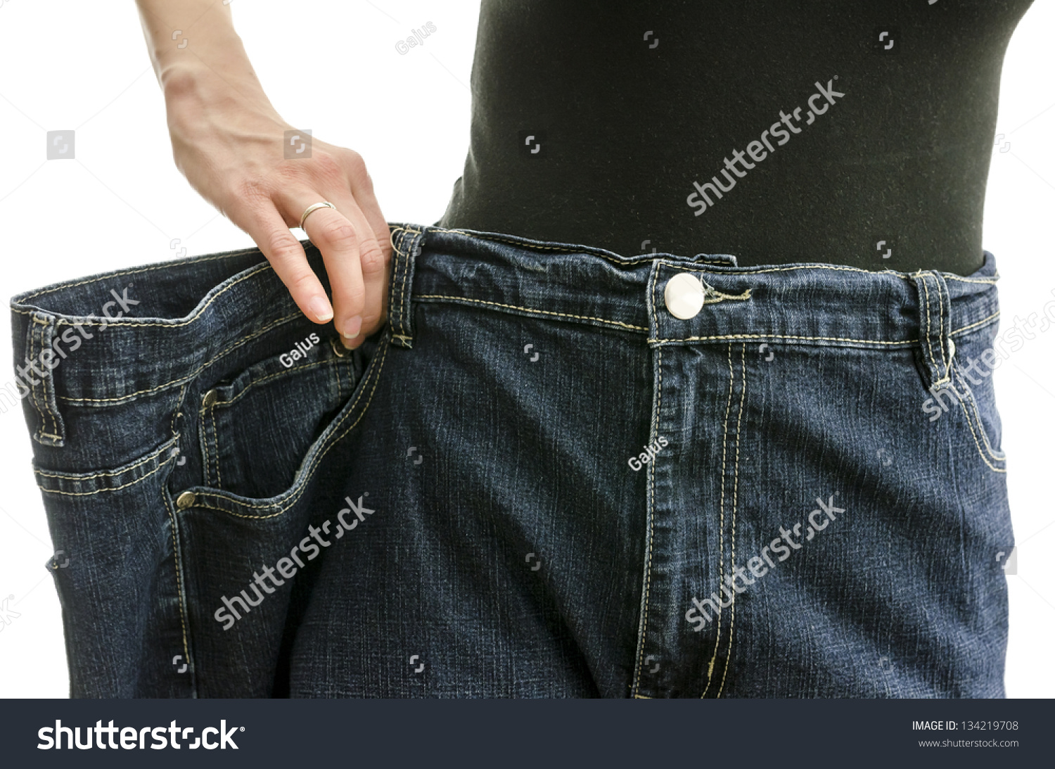 Closeup Of A Slim Woman Waist In Over Sized Pants After Losing A Lot Of ...