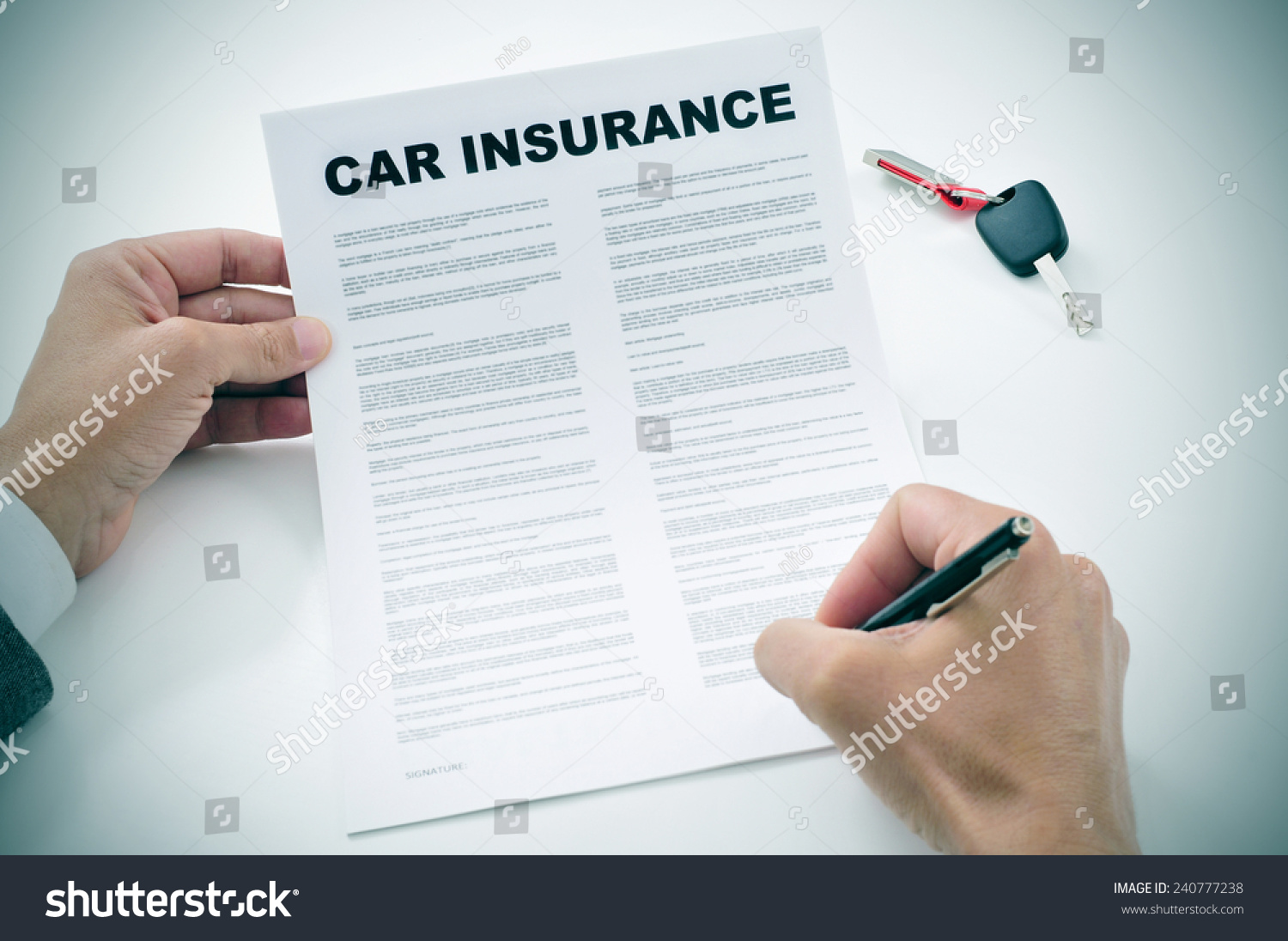 Closeup Young Man Signing Car Insurance Stock Photo Edit Now 240777238