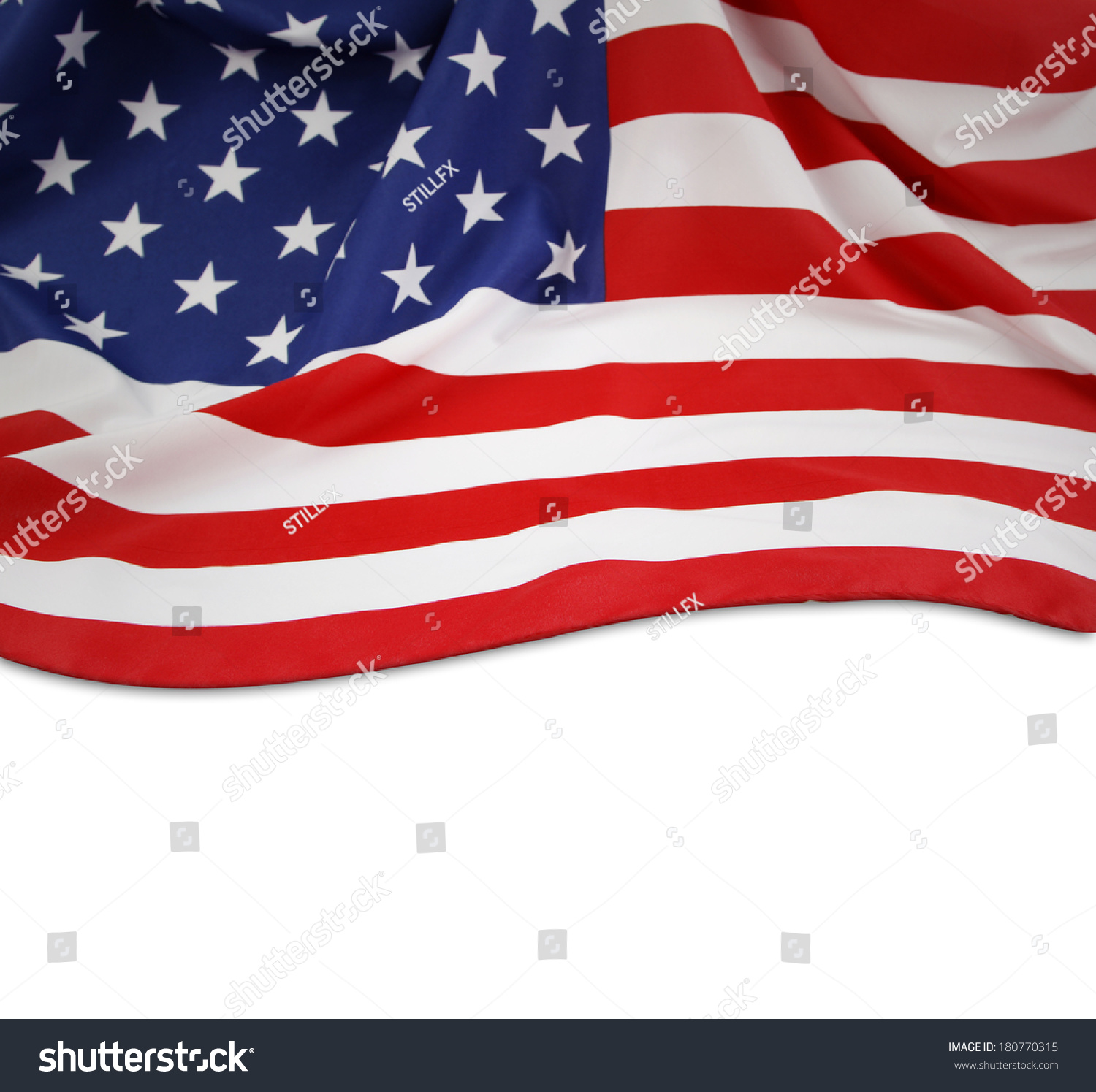 Closeup Of American Flag On Plain Background Stock Photo 180770315 ...