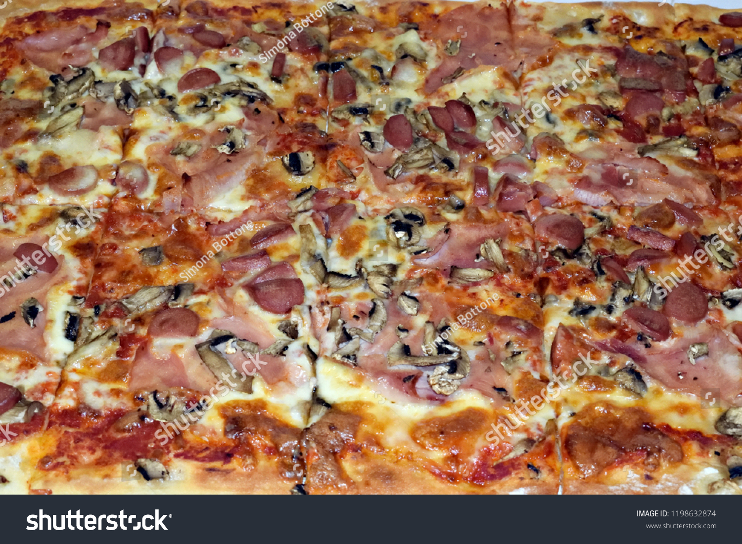 Closeup Big Pizza Topped Baked Oven Stock Photo Edit Now