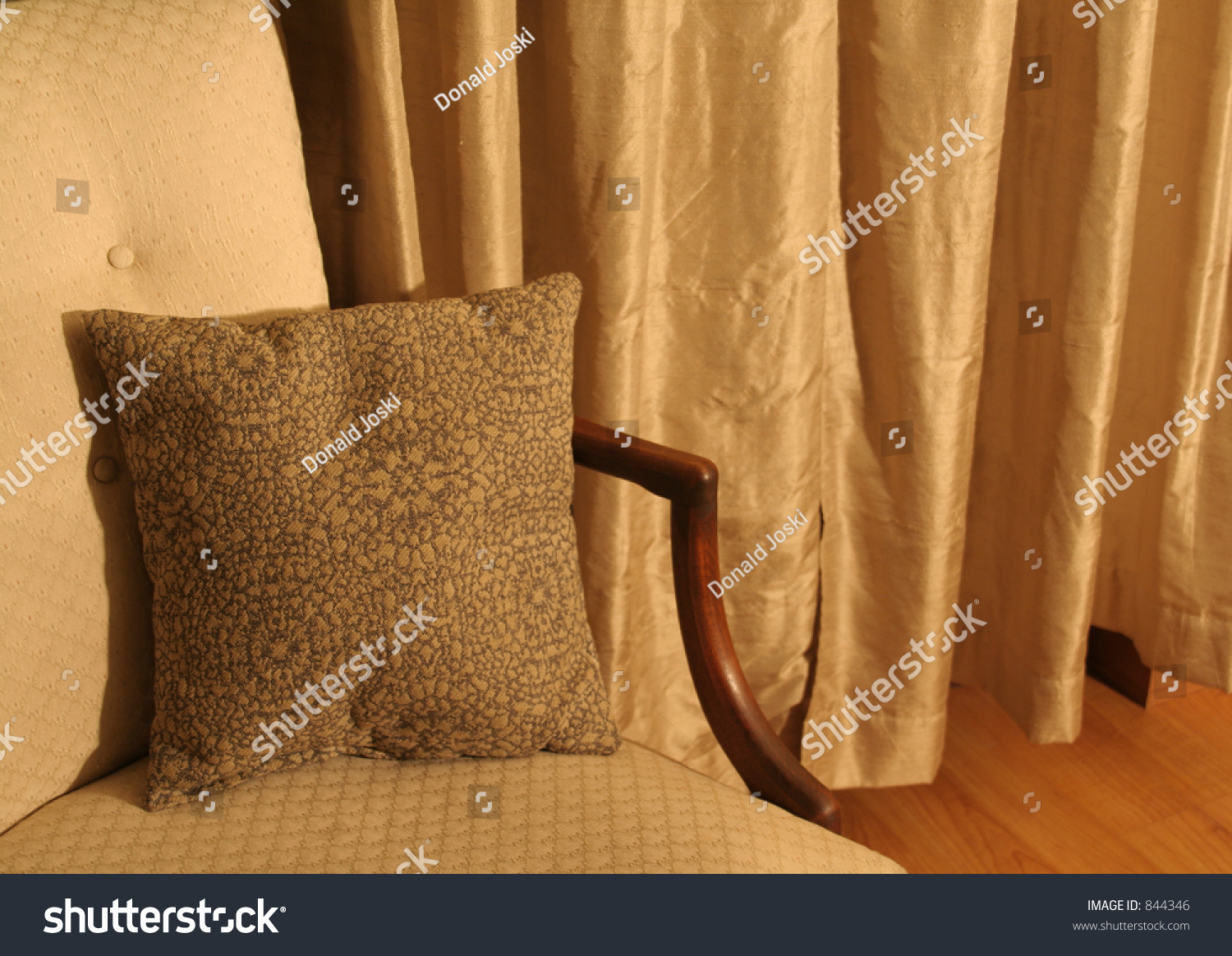 Closeup Chair Curtain Closet Door Bedroom Stock Image