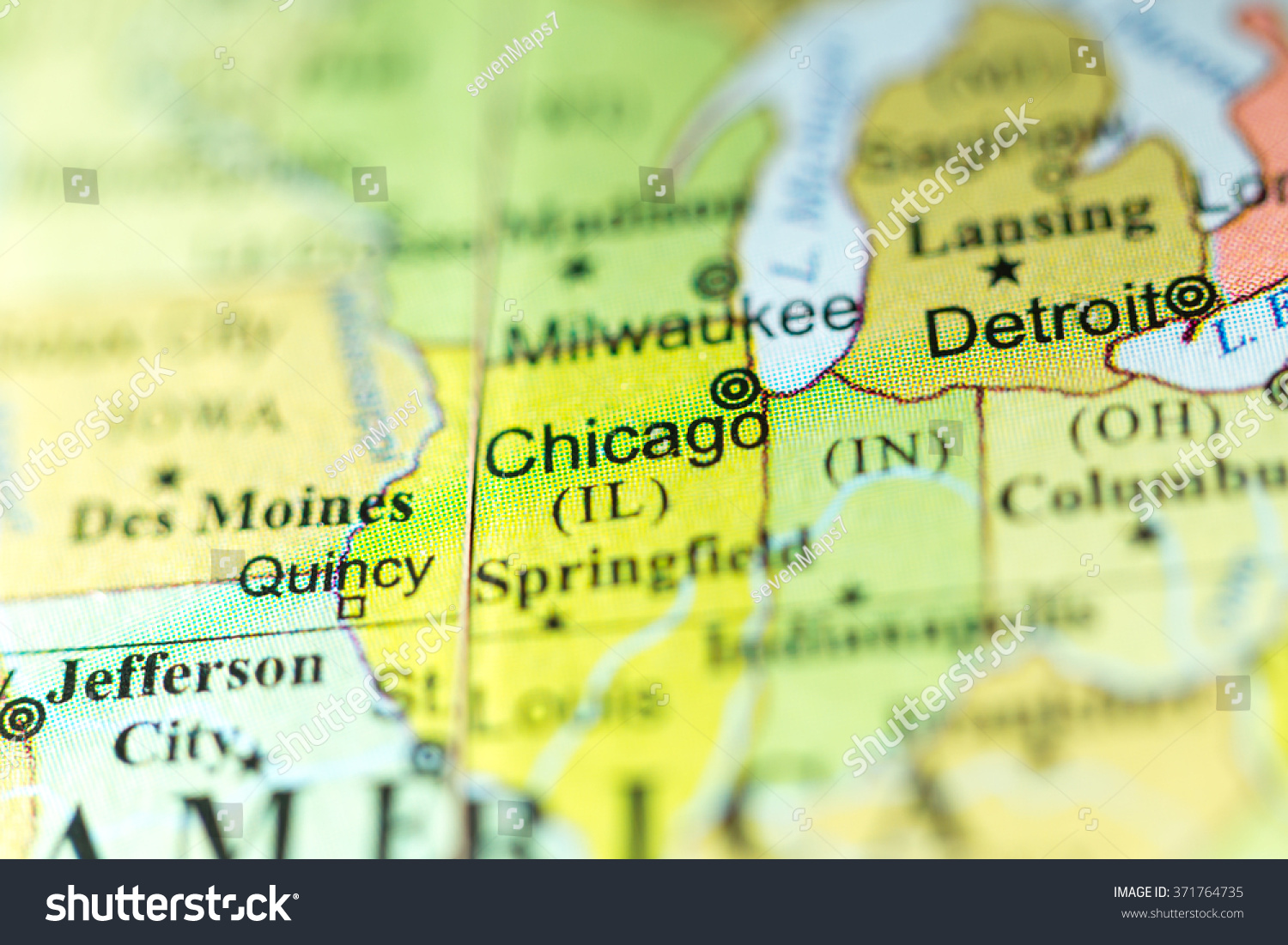 Closeup Chicago Illinois On Political Map Photo De Stock Modifiable Stock Photo Closeup Of Chicago Illinois On A Political Map Of Usa 371764735