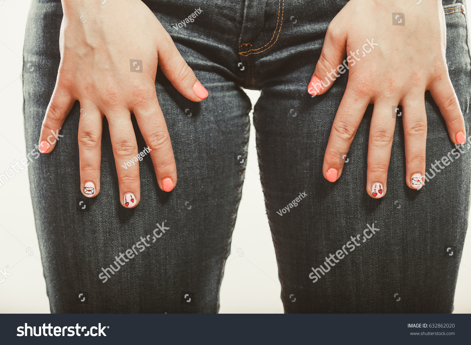Closeup Human Hands Palms On Thighs Stock Photo 632862020 | Shutterstock