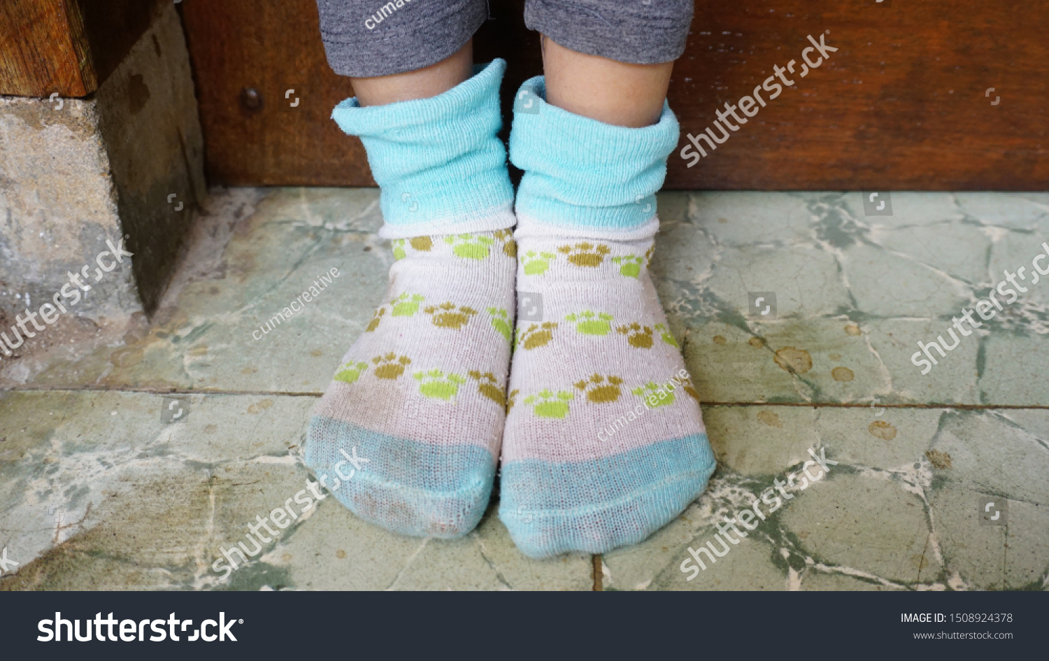 Closeup Little Girls Feet Socks Stock Photo (Edit Now) 1508924378